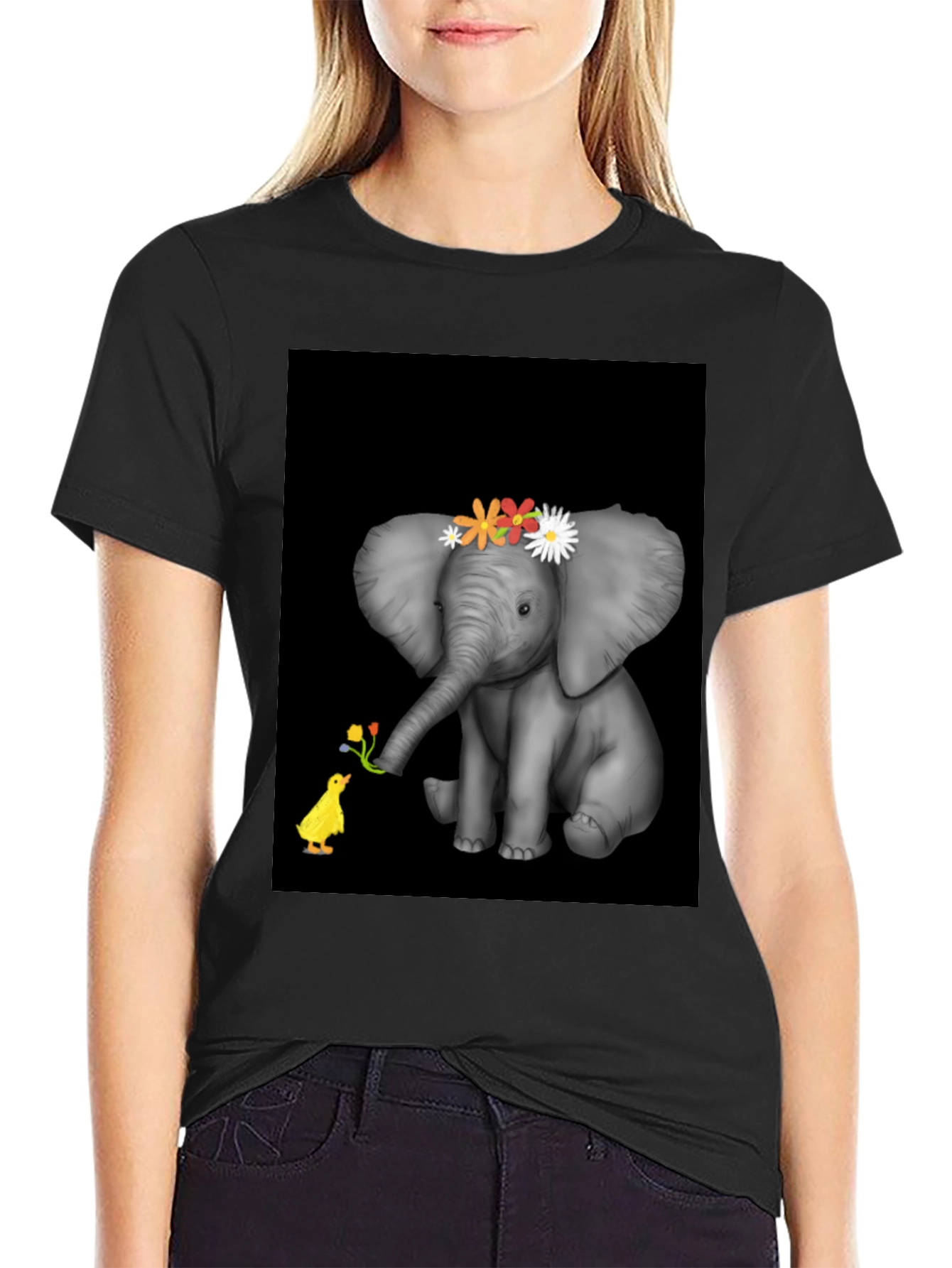 Elephant & Duck Graphic Tee - Black