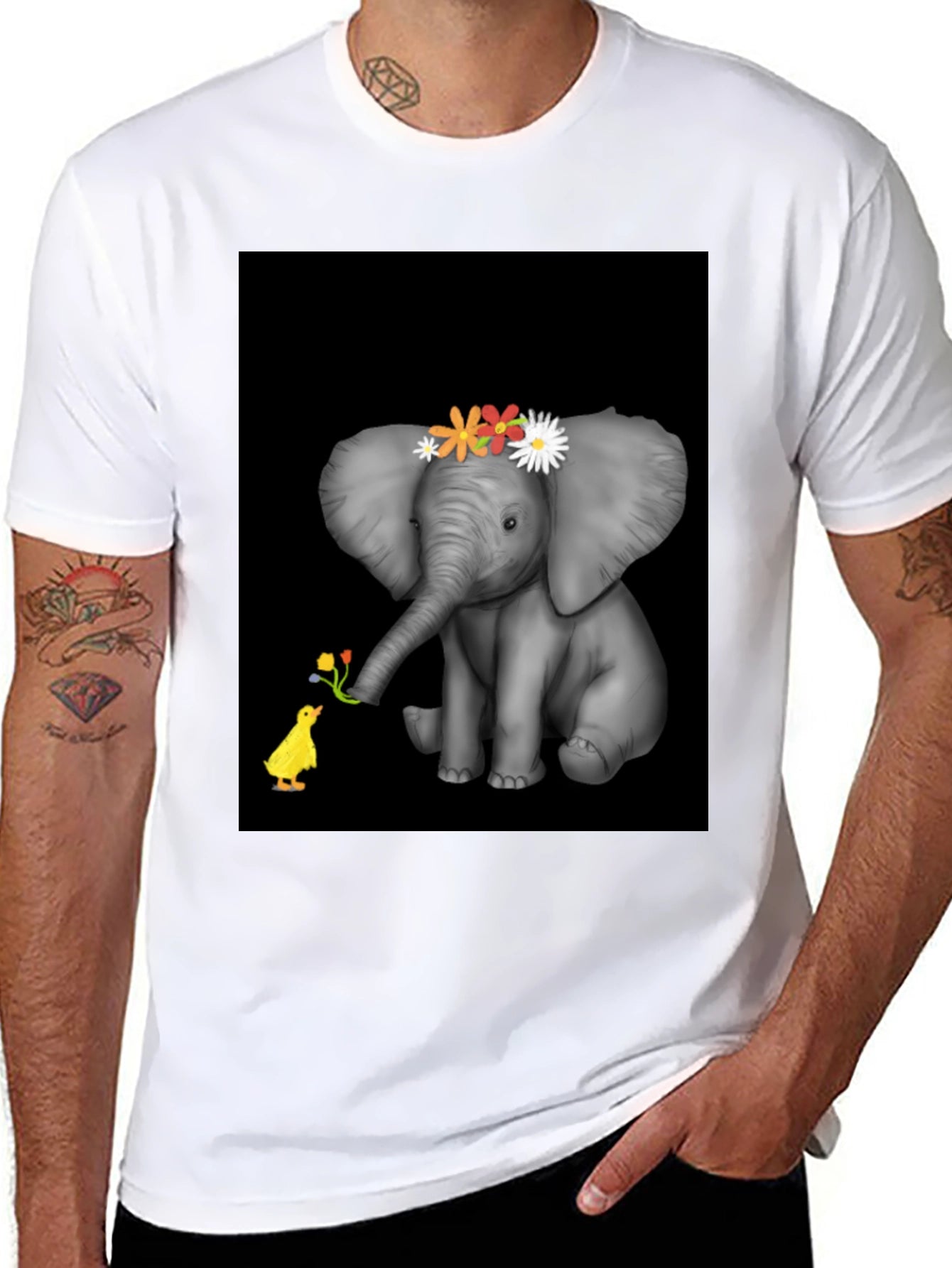 Elephant & Duck Graphic Tee - Black
