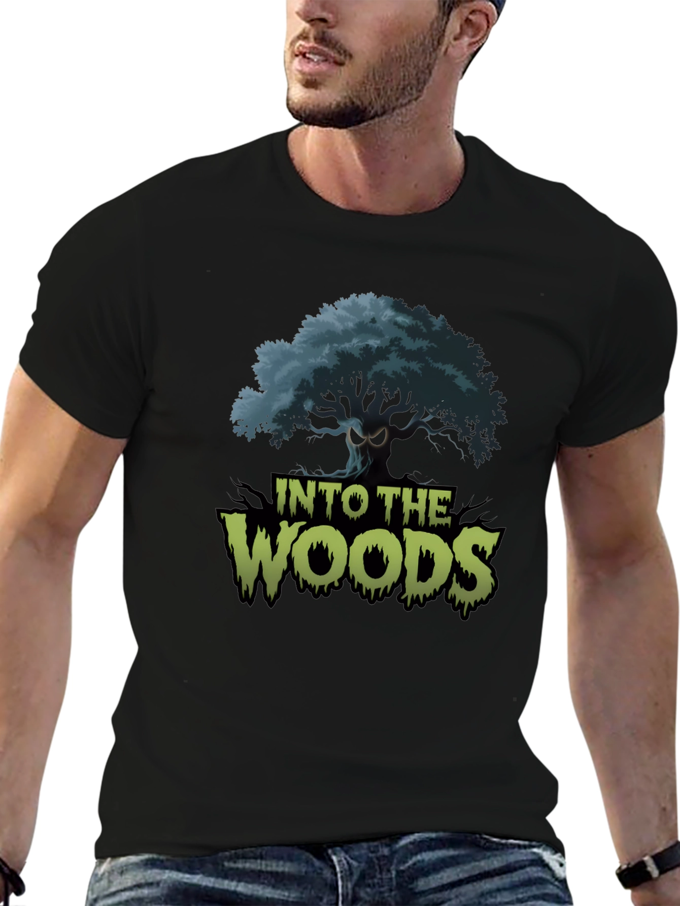 Into the Woods Graphic Tee - Black Cotton Blend