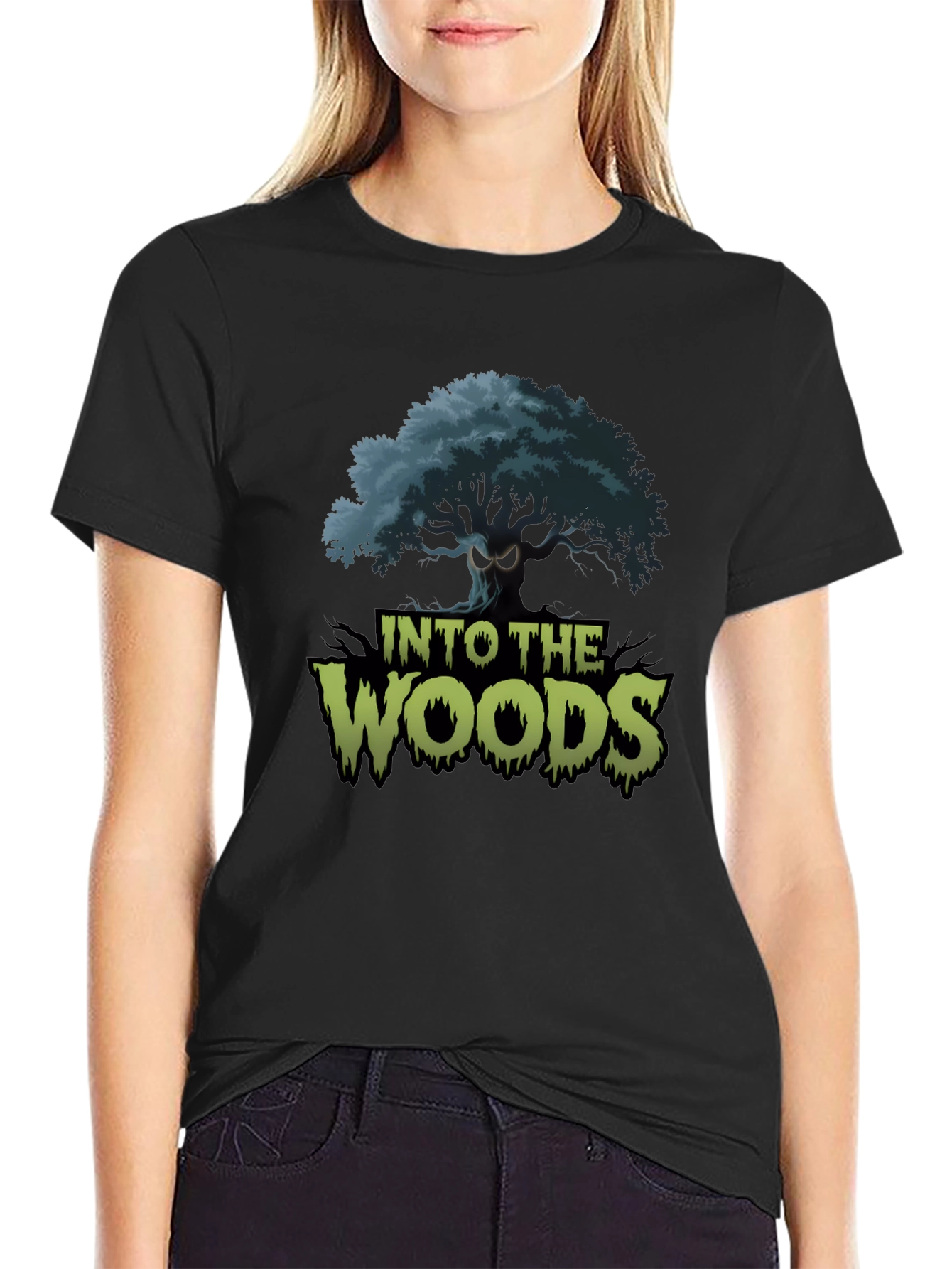 Into the Woods Graphic Tee - Black Cotton Blend