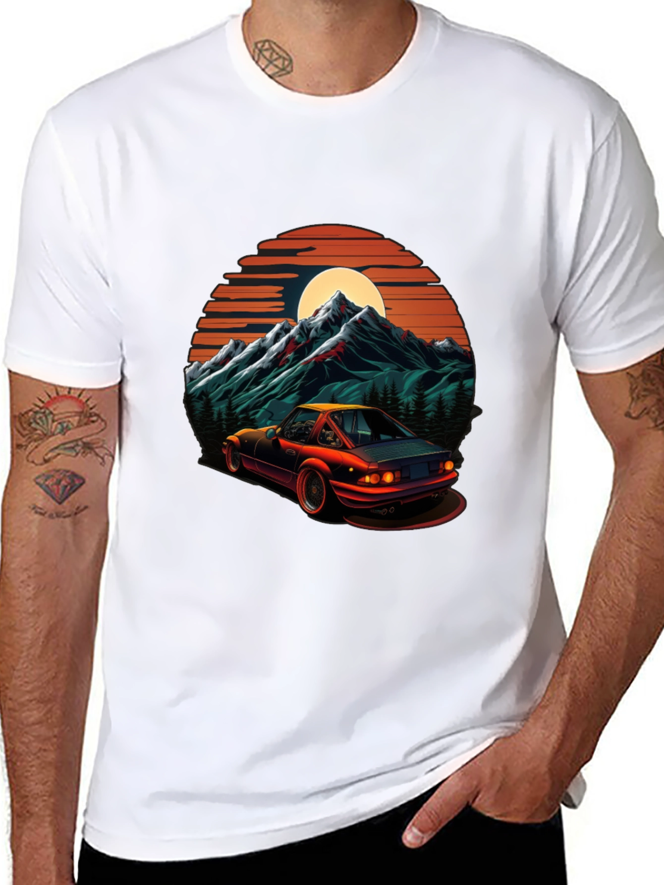 Retro Car & Mountain Graphic Tee