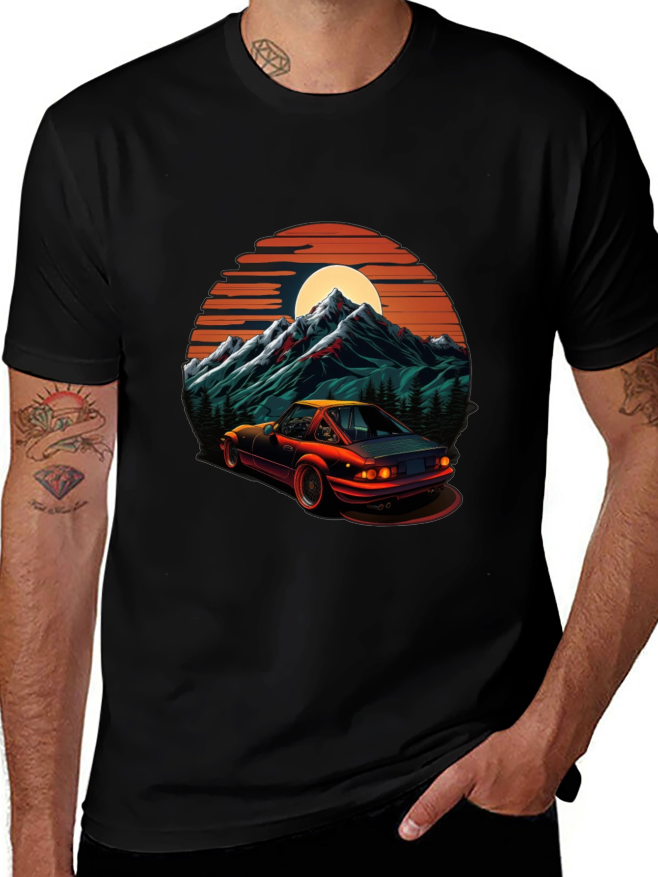 Retro Car & Mountain Graphic Tee