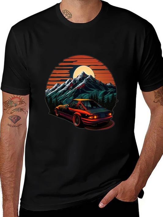 Retro Car & Mountain Graphic Tee