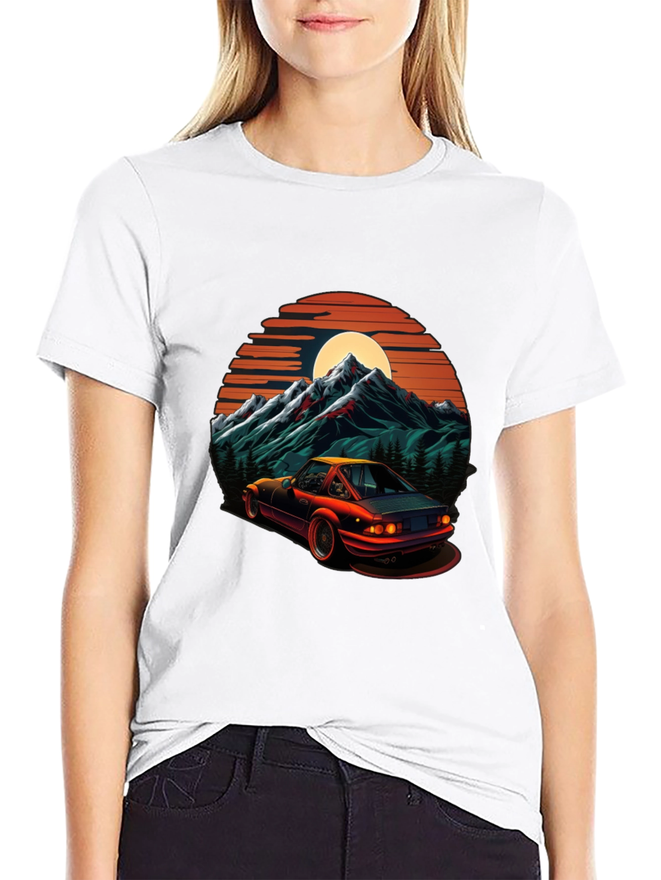 Retro Car & Mountain Graphic Tee