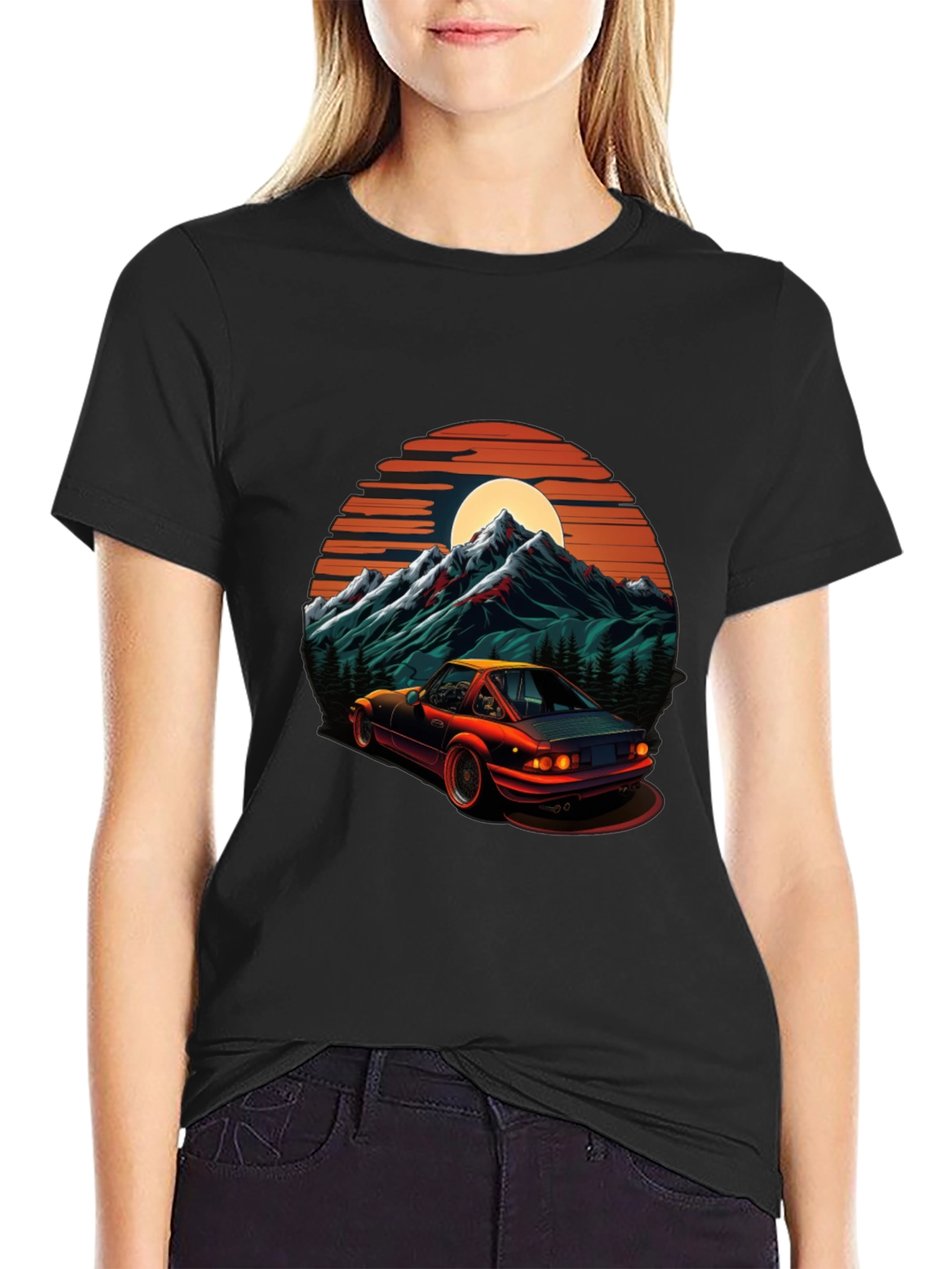 Retro Car & Mountain Graphic Tee