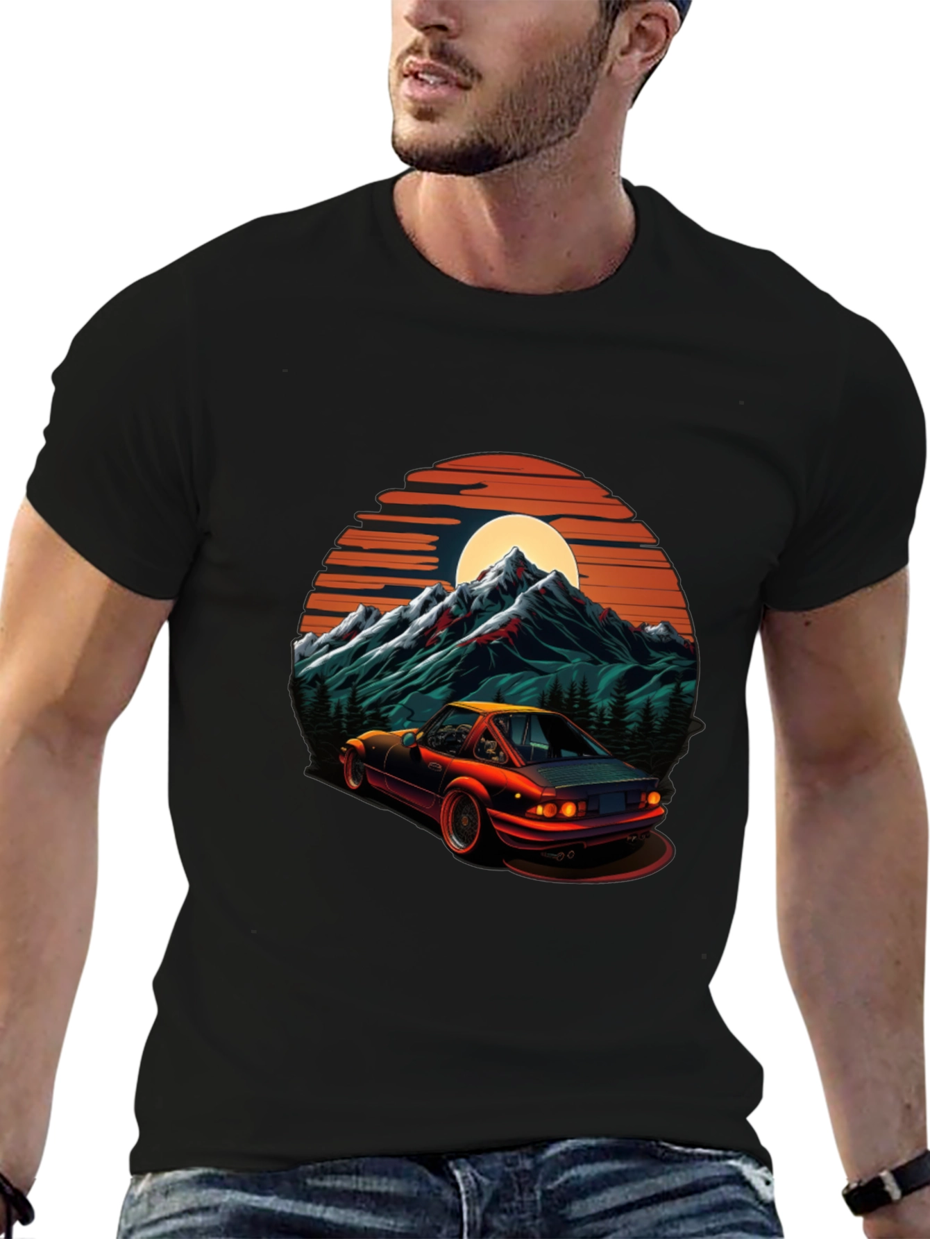 Retro Car & Mountain Graphic Tee