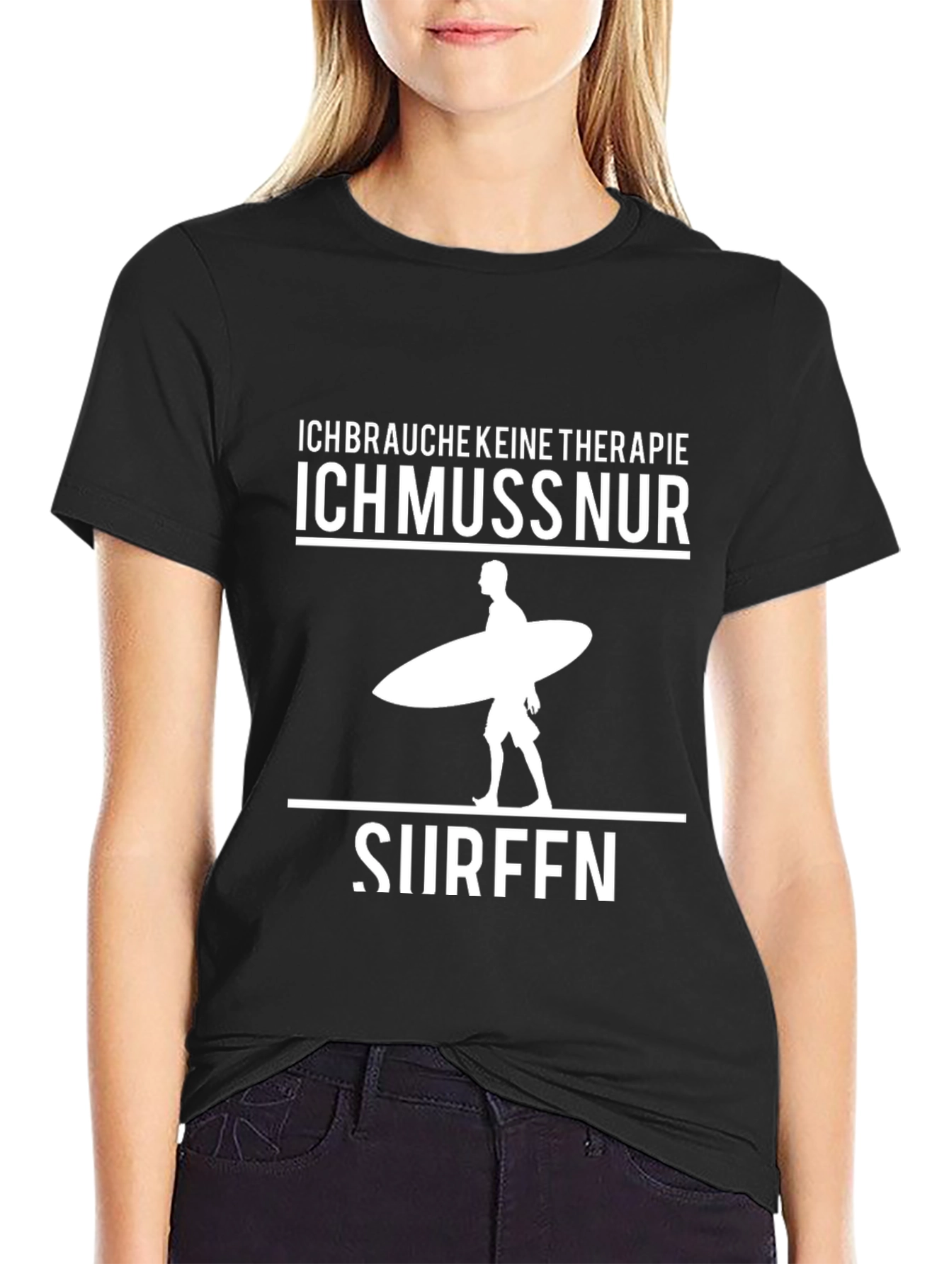 Ich Muss Nur Surfen Black T-Shirt