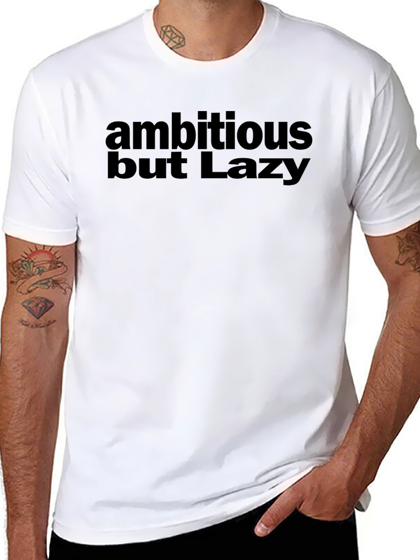 Ambitious But Lazy Graphic Tee - Black