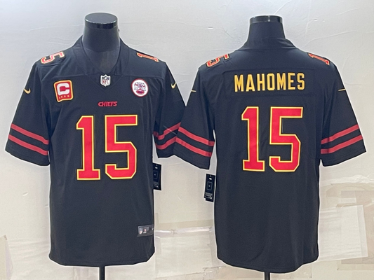 Men's Kansas City Chiefs Patrick Mahomes #15 Black Player Jerseys