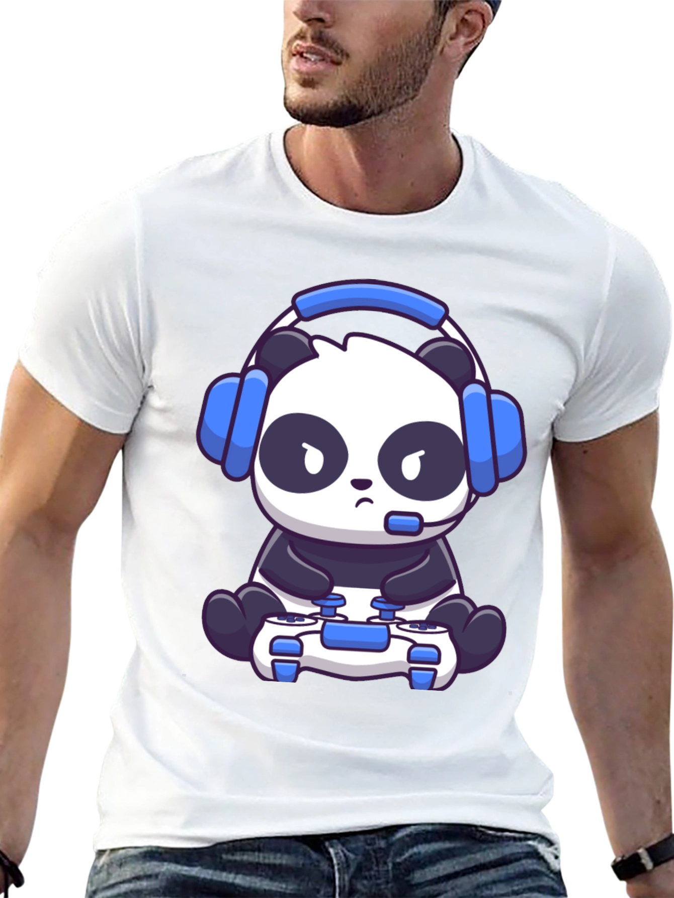 Gamer Panda T-Shirt - Cartoon Style