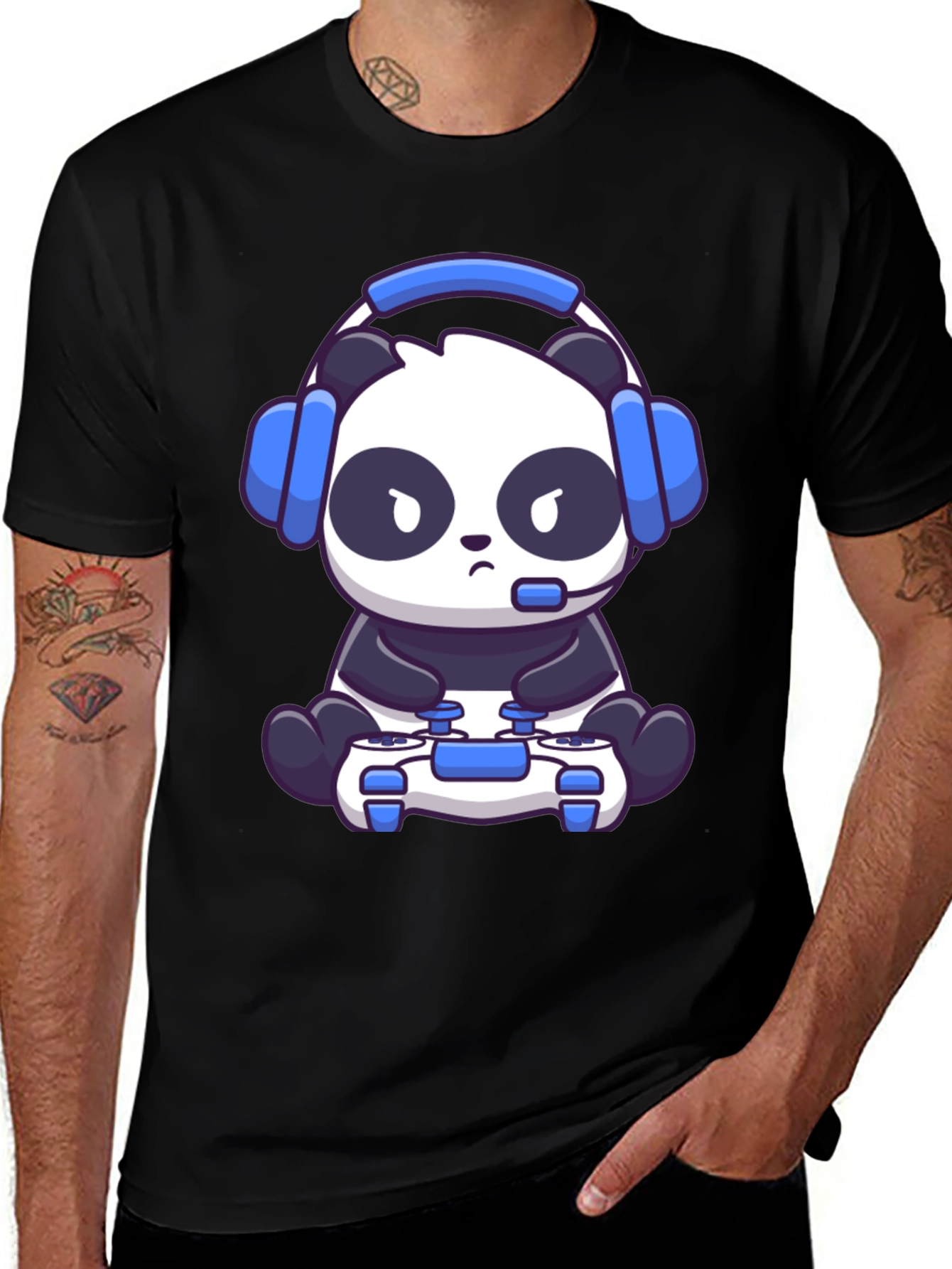 Gamer Panda T-Shirt - Cartoon Style