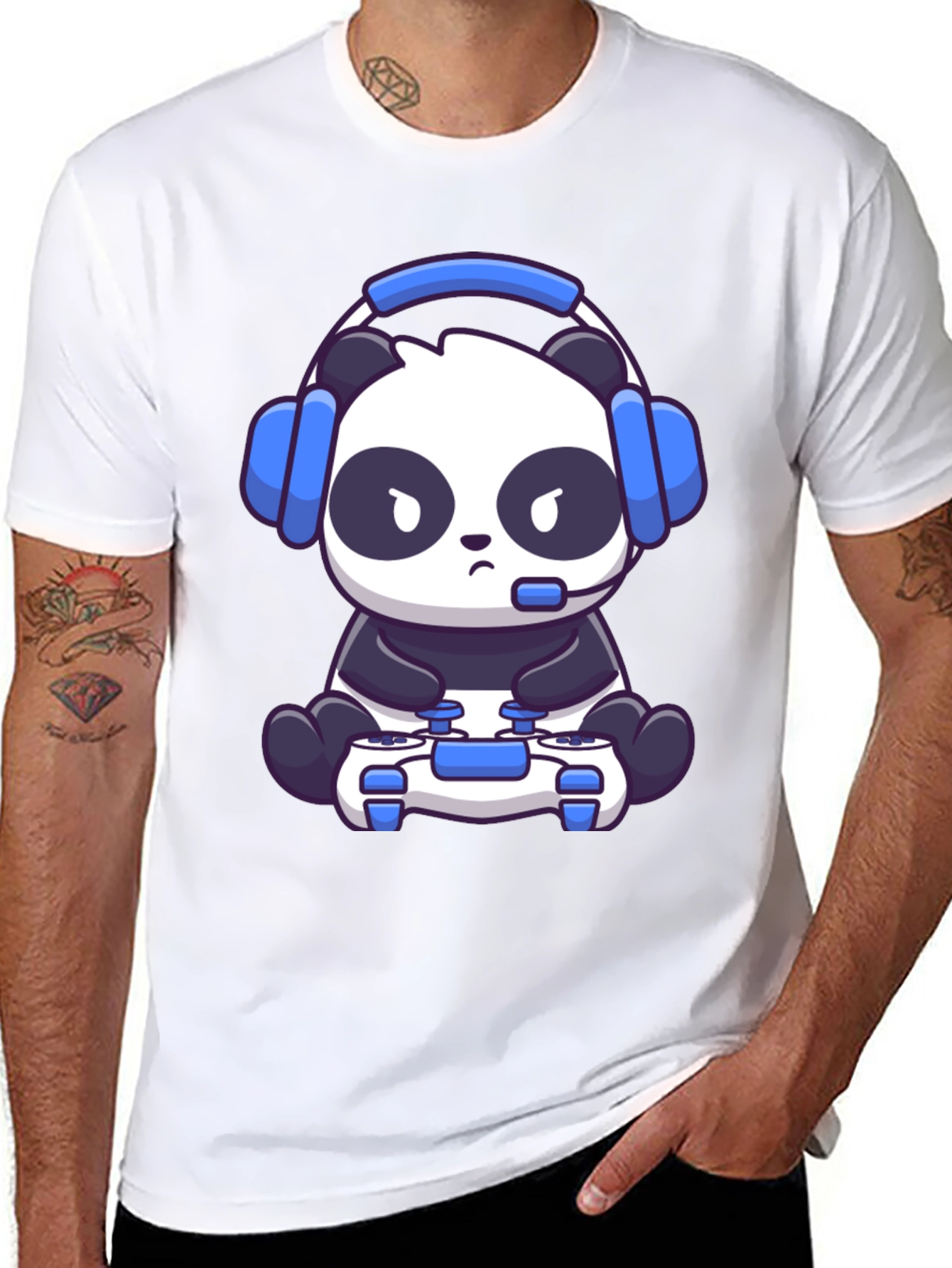 Gamer Panda T-Shirt - Cartoon Style