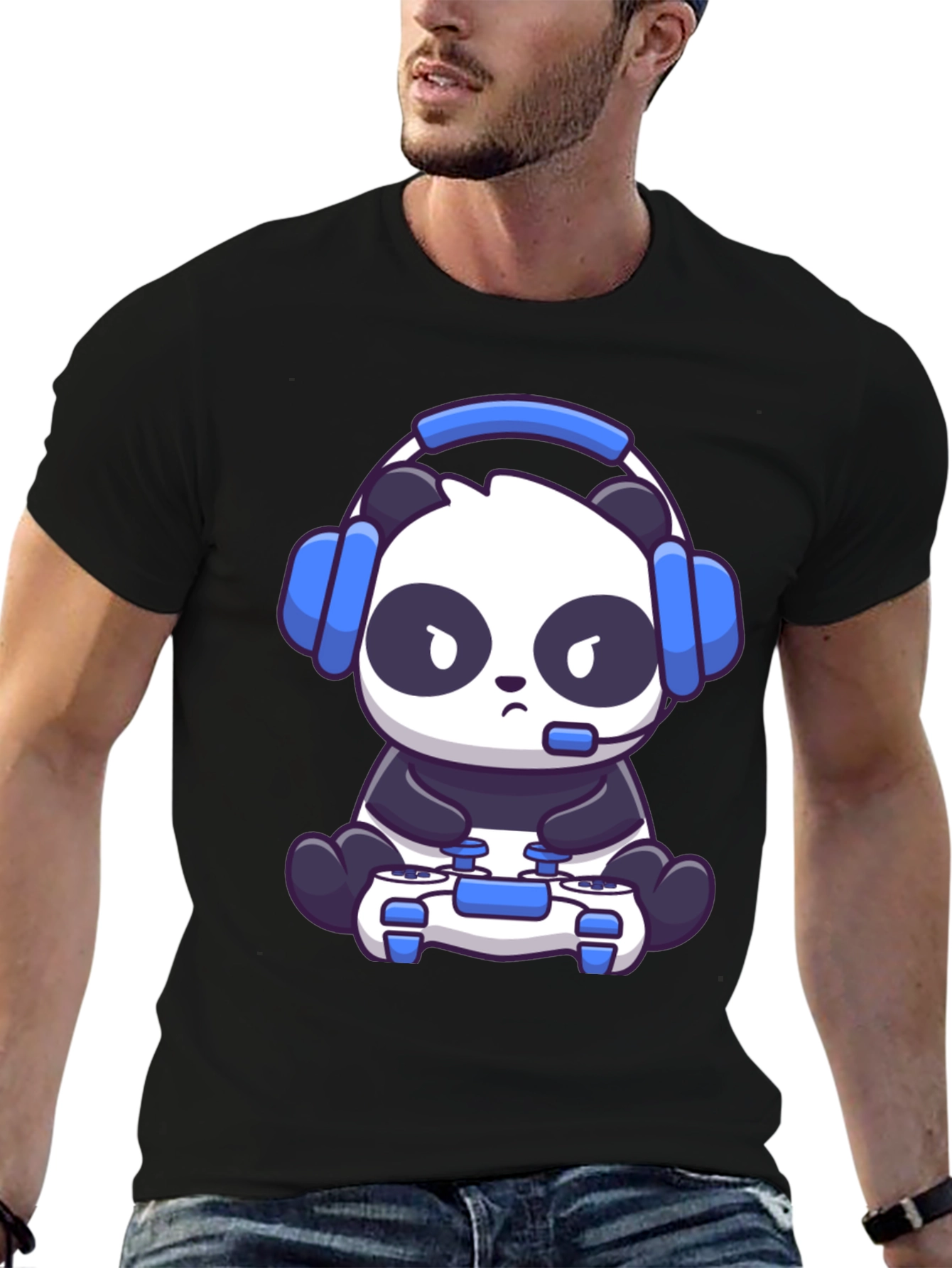 Gamer Panda T-Shirt - Cartoon Style