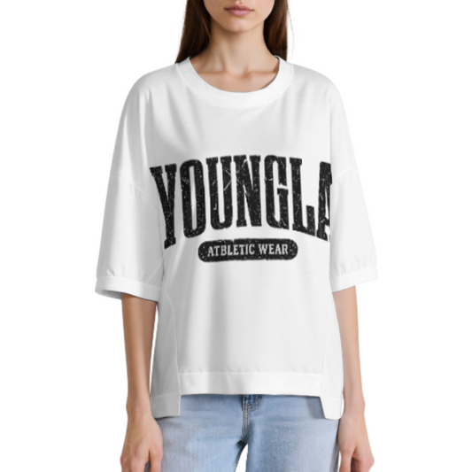 Vintage Distressed Athletic Graphic Oversized Tee, Retro Streetwear Inspired Loose Fit Shirt, Minimal Grunge Typography Casual Fashion Top(z502)