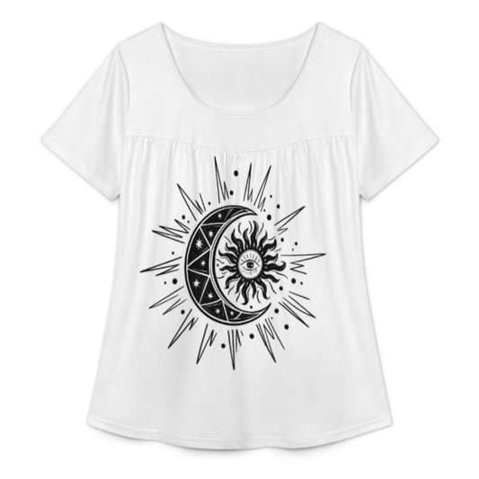 Celestial Moon Sun Eye Graphic Tee, Mystic Boho Spiritual Aesthetic Shirt, Vintage Cosmic Art Women’s Casual T-Shirt, Minimal Witchy Moon Phase Top(z498)