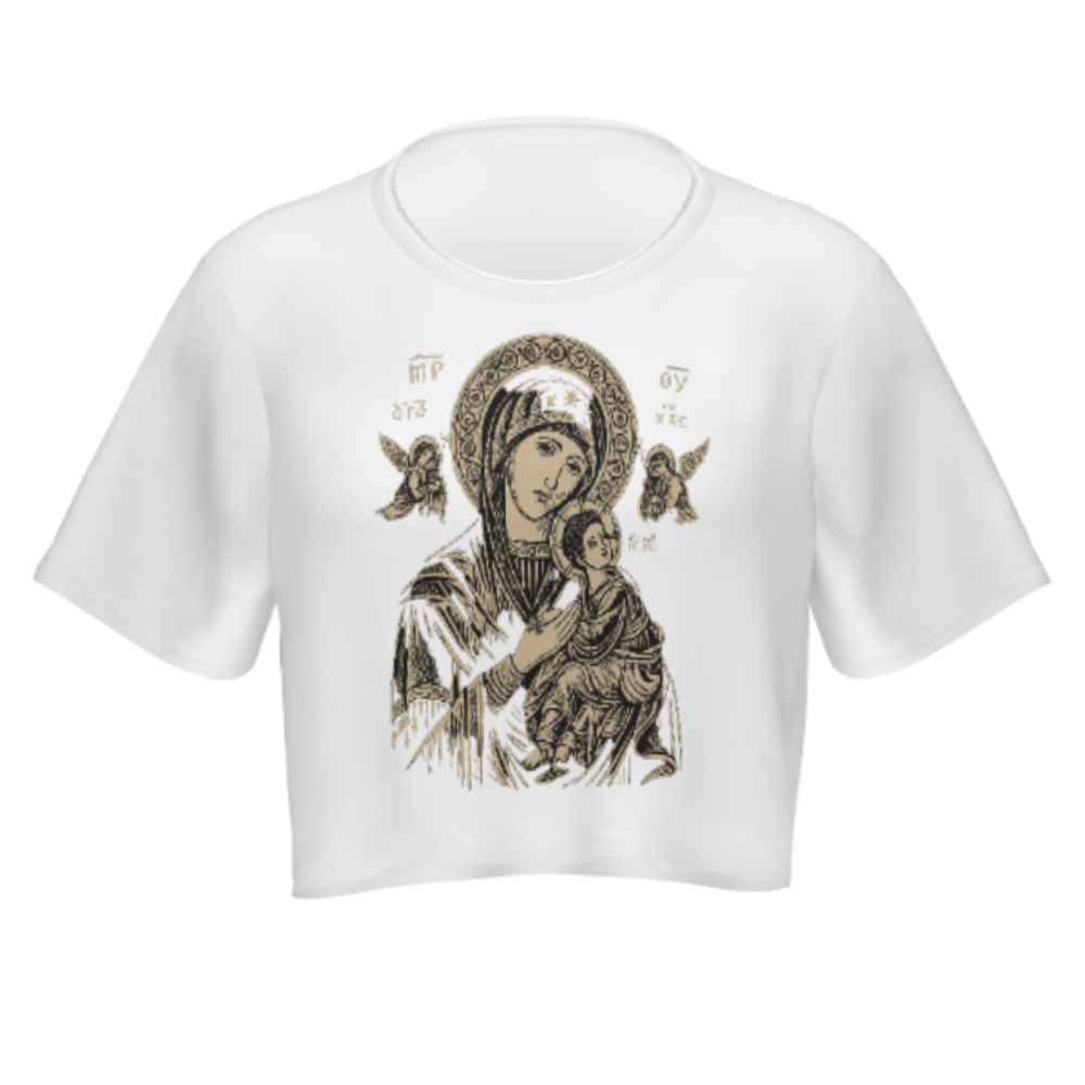 Vintage Orthodox Madonna & Child Graphic Tee – Faith Inspired Retro Religious Art Shirt for Women & Men(z466)