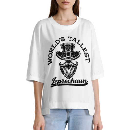 World’s Tallest Leprechaun Vintage St. Patrick’s Day Graphic Tee, Funny Irish Beard Shirt, Lucky Clover Retro Oversized T-Shirt, Casual Festival Streetwear Top(z510)