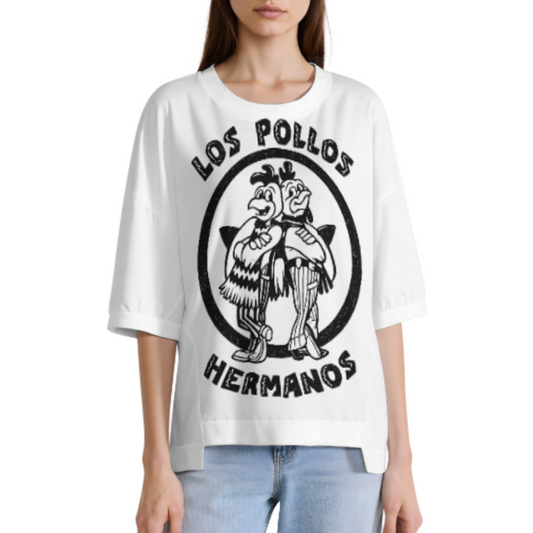 Vintage Chicken Brothers Graphic Oversized Tee, Retro Cartoon Inspired Streetwear Shirt, Distressed Monochrome Casual Loose Fit Top(z505)