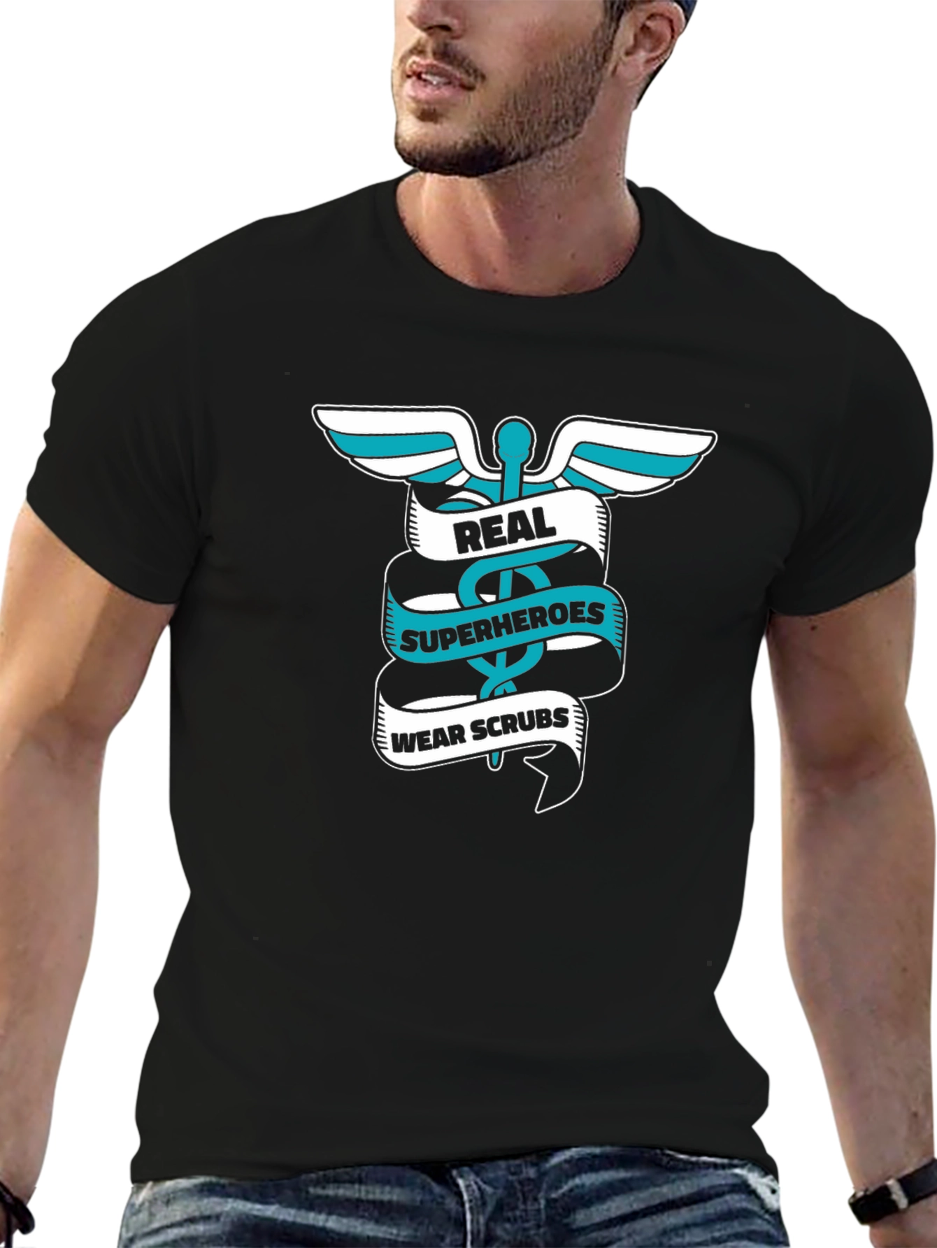 Real Superheroes Wear Scrubs Graphic Tee