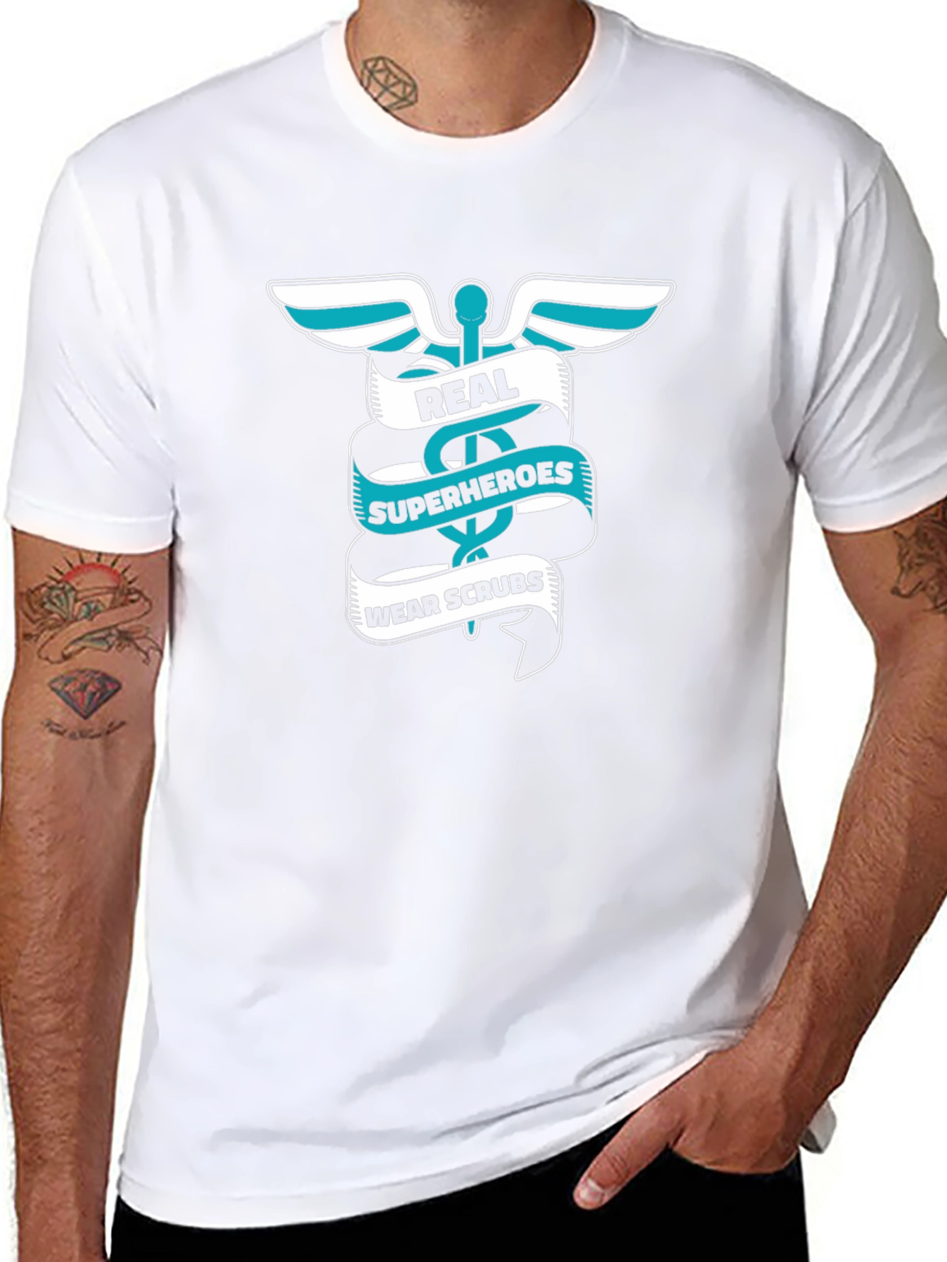 Real Superheroes Wear Scrubs Graphic Tee