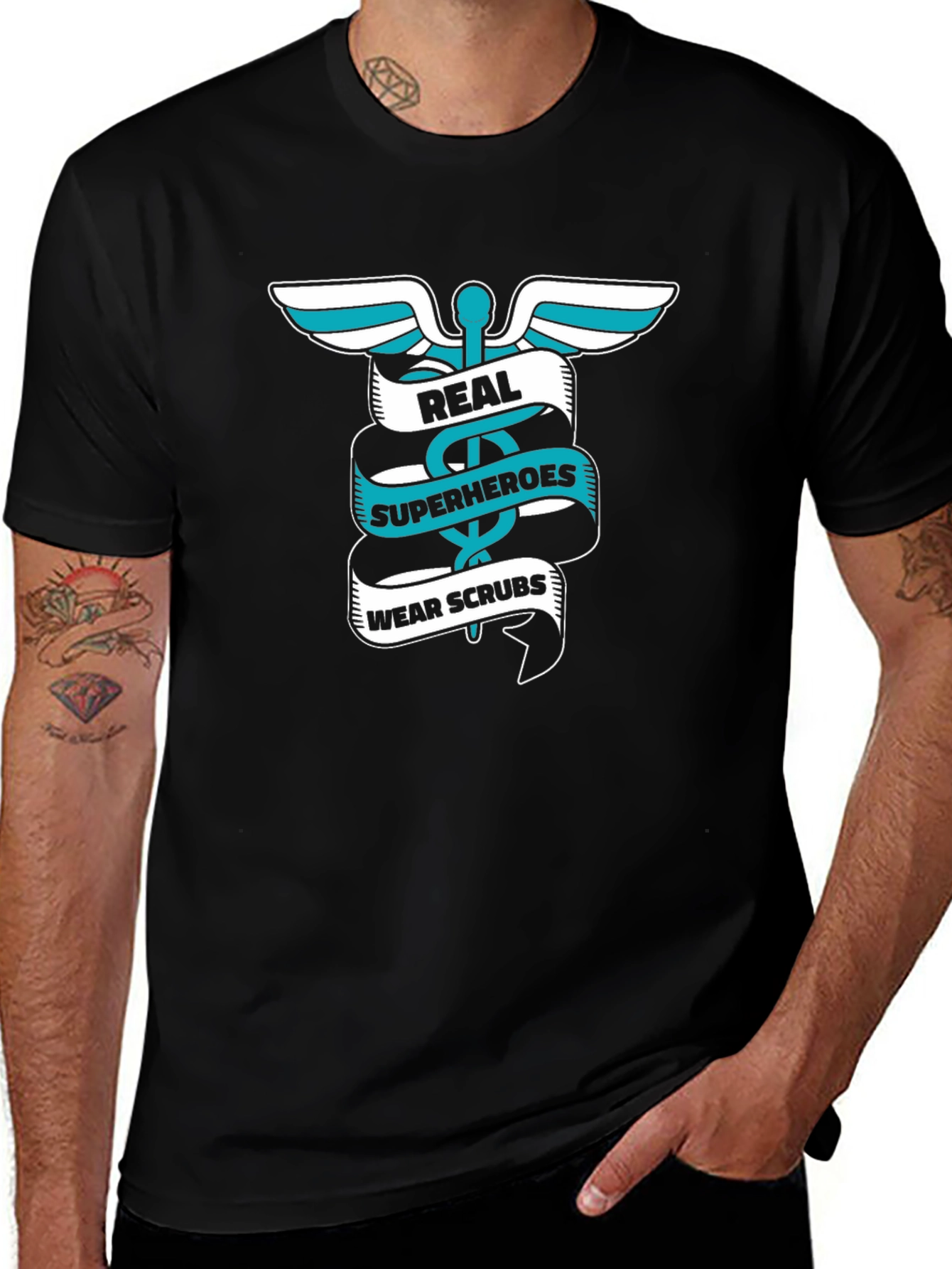 Real Superheroes Wear Scrubs Graphic Tee