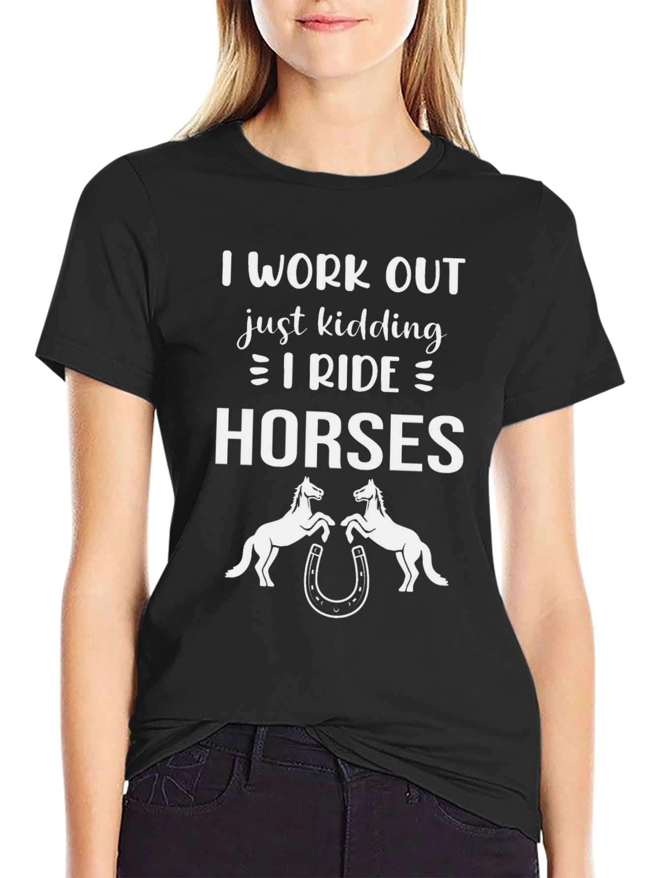 I Ride Horses Black Graphic Tee