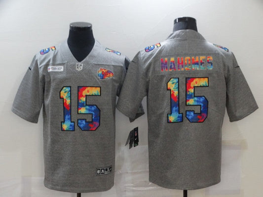 Men's Kansas City Chiefs Patrick Mahomes #15 Gray Game Player Jerseys