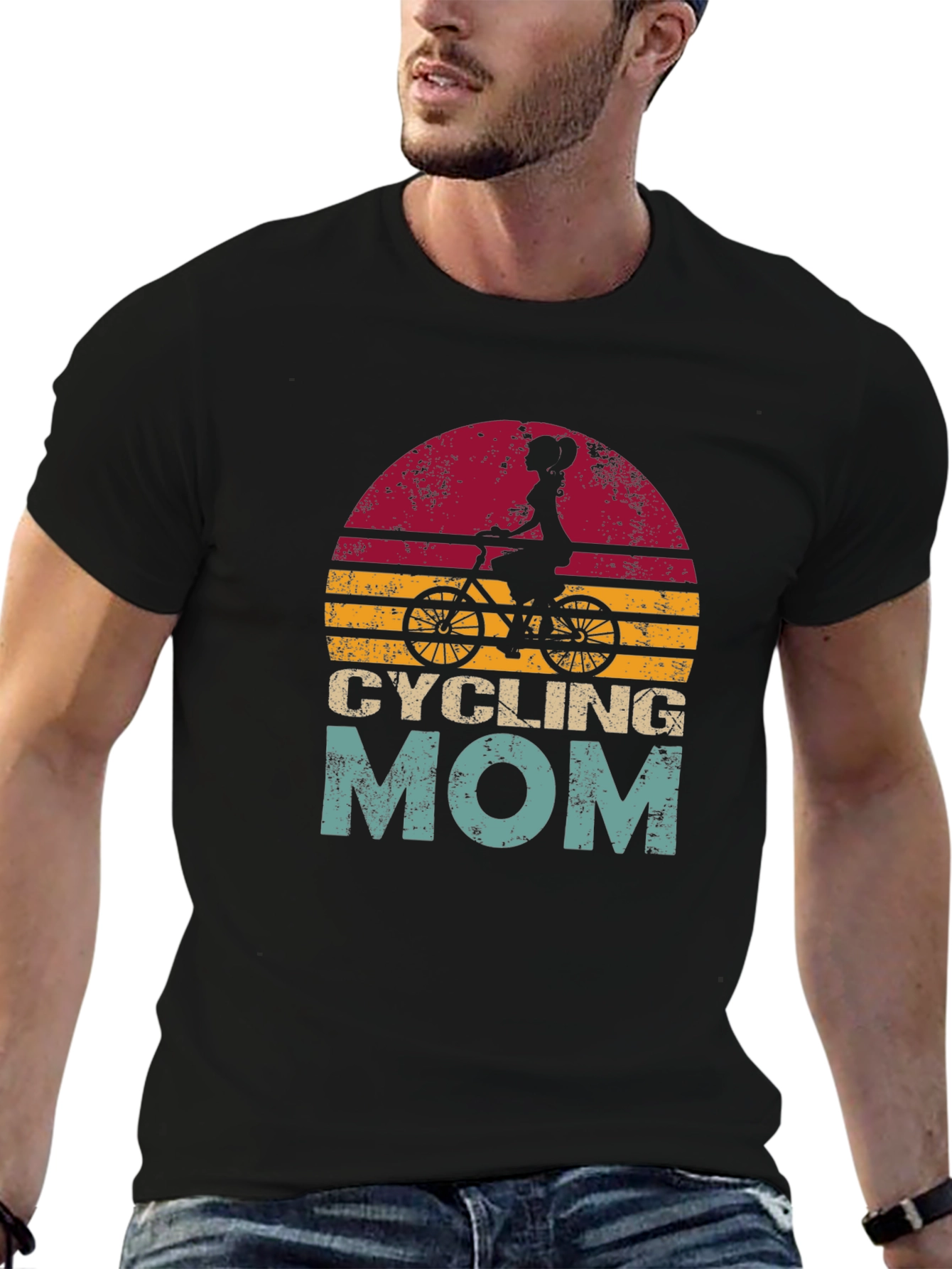 Cycling Mom Graphic T-Shirt - Retro Style