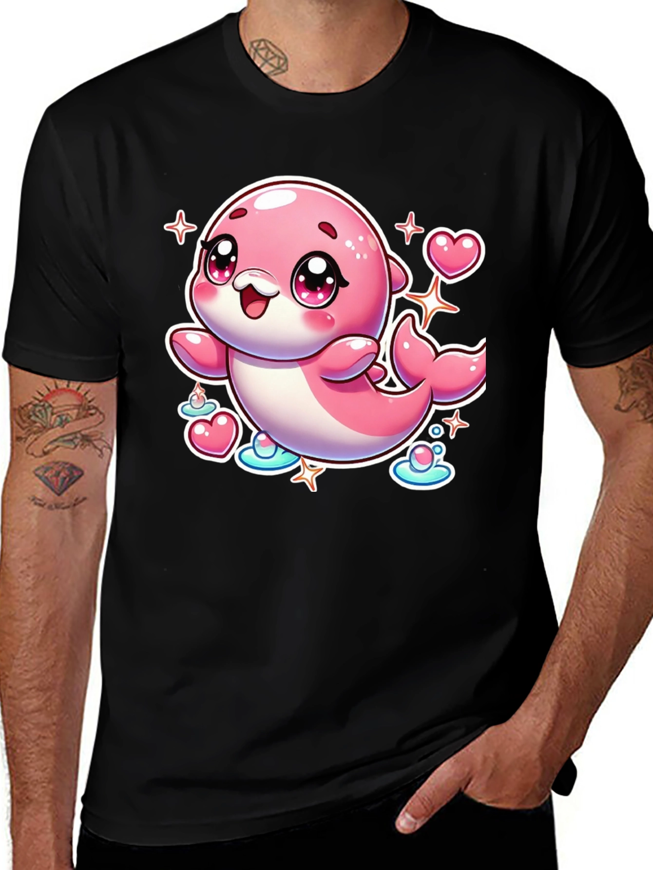 Cute Pink Dolphin Graphic Tee