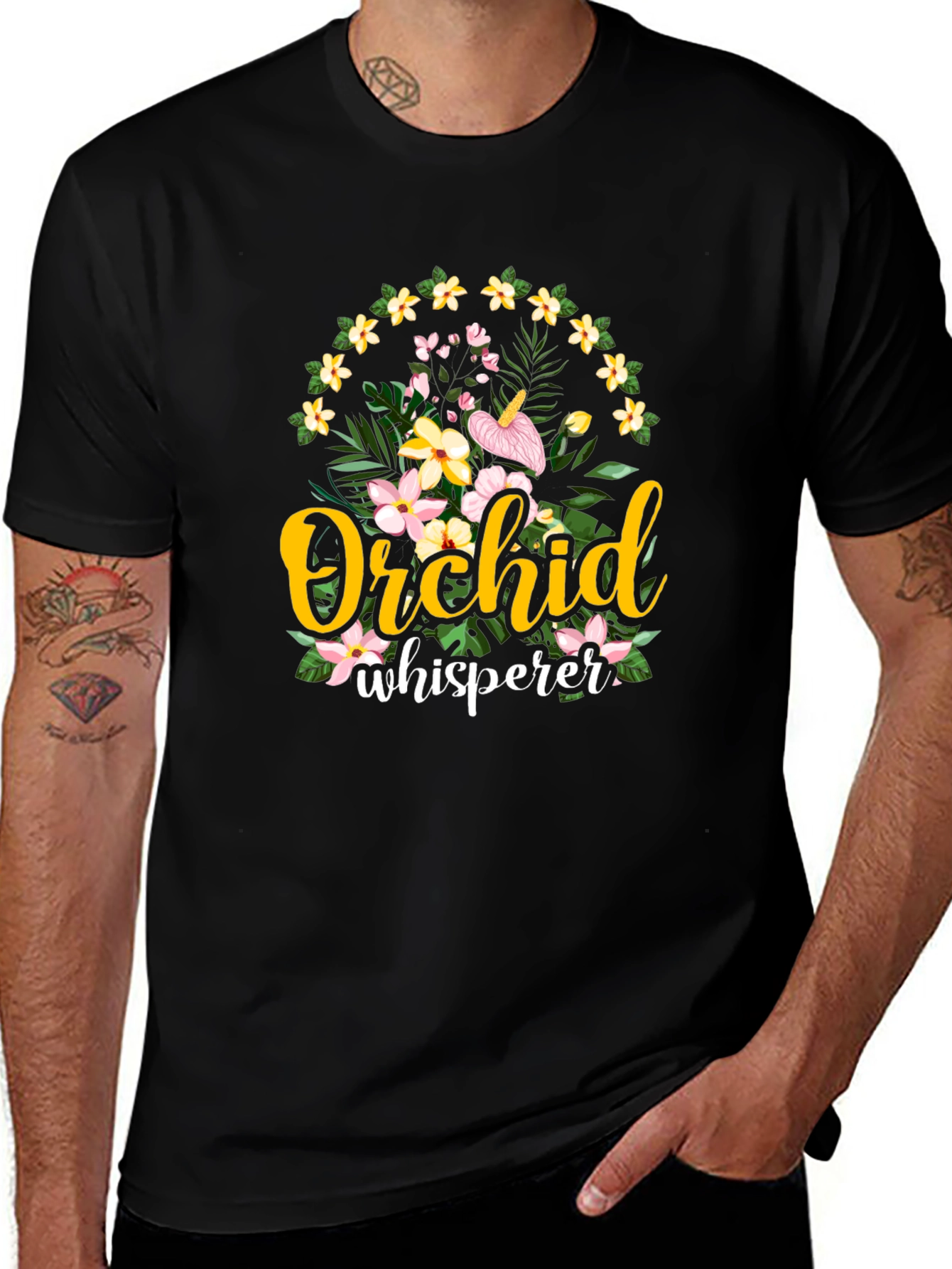 Orchid Whisperer Graphic T-Shirt - Floral Design
