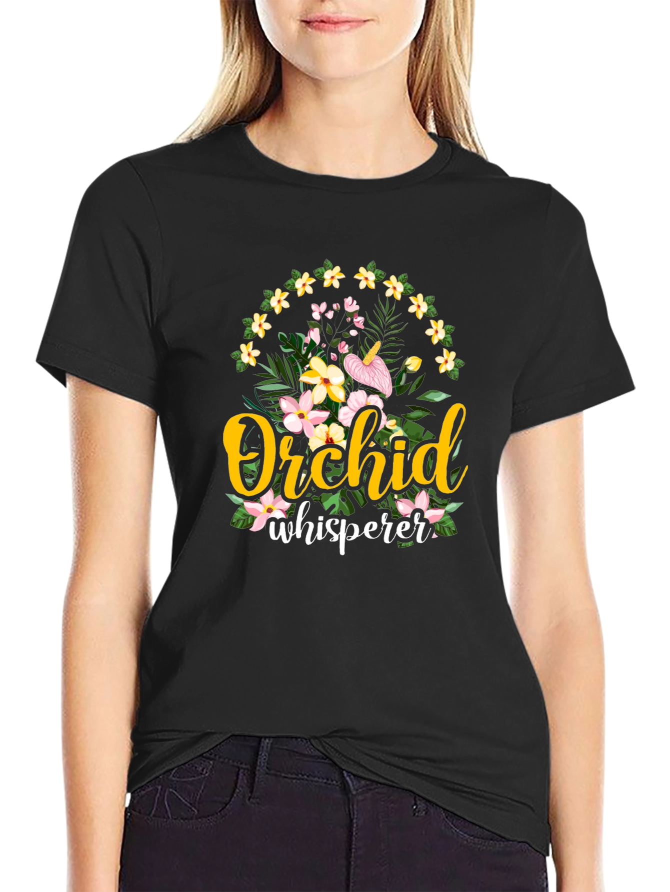 Orchid Whisperer Graphic T-Shirt - Floral Design