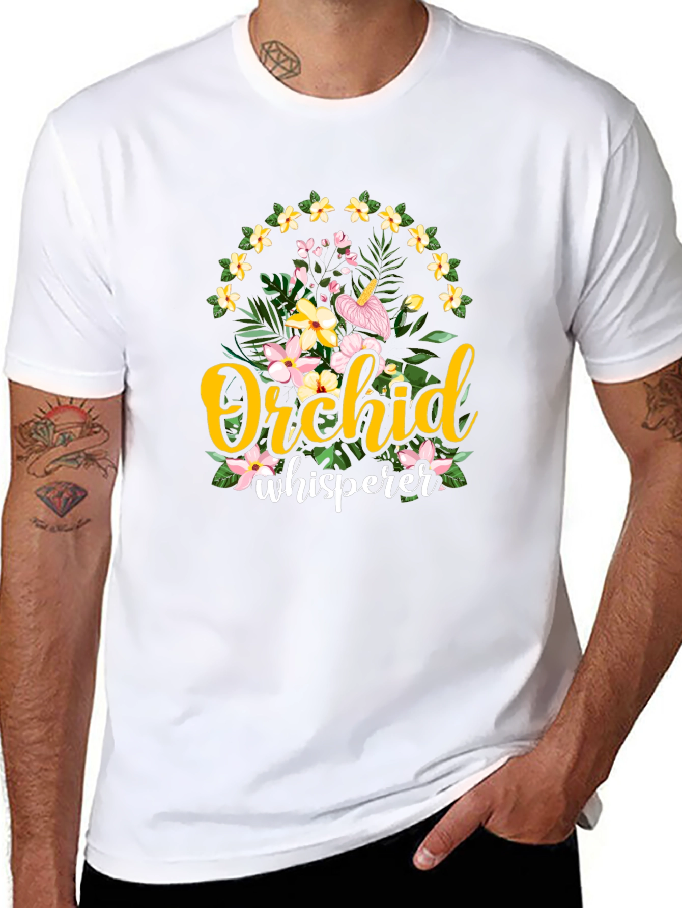 Orchid Whisperer Graphic T-Shirt - Floral Design