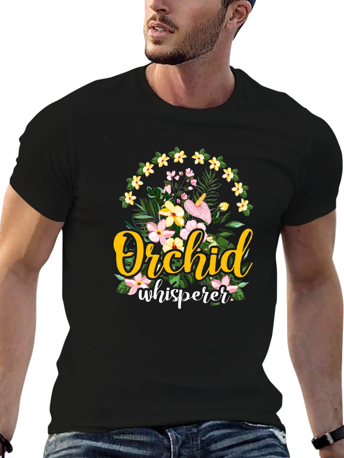 Orchid Whisperer Graphic T-Shirt - Floral Design