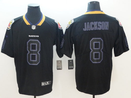 Men's Baltimore Ravens Lamar Jackson #8 Black Authentic Game Jerseys