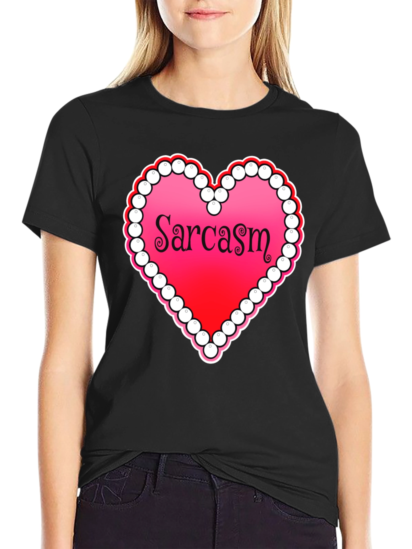 Sarcasm Heart Graphic Tee - Casual Statement Shirt