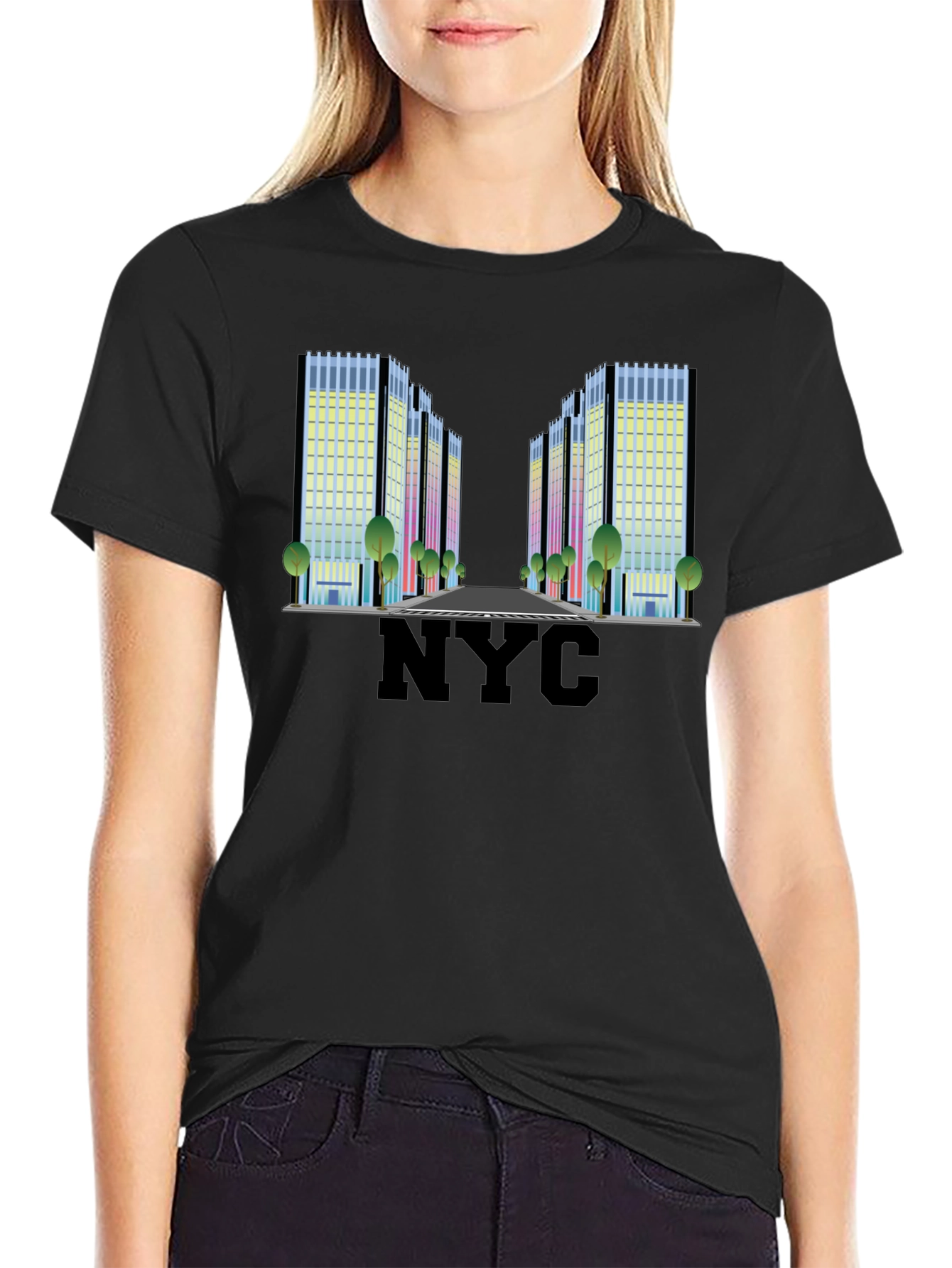 NYC Building Graphic Tee - Modern Cityscape T-Shirt