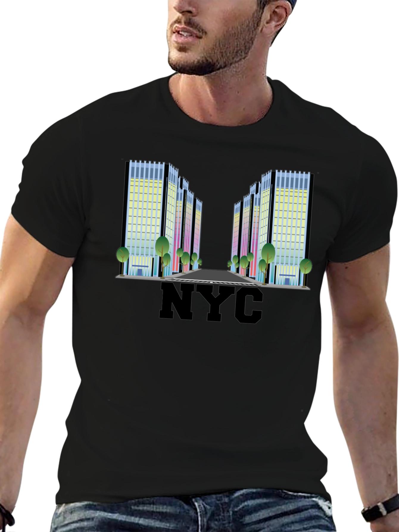 NYC Building Graphic Tee - Modern Cityscape T-Shirt