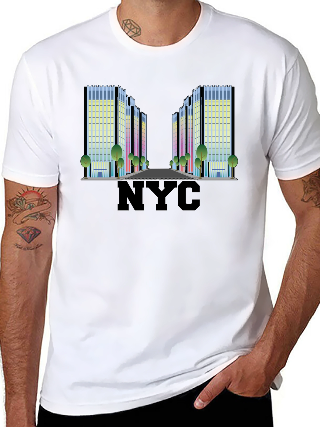 NYC Building Graphic Tee - Modern Cityscape T-Shirt