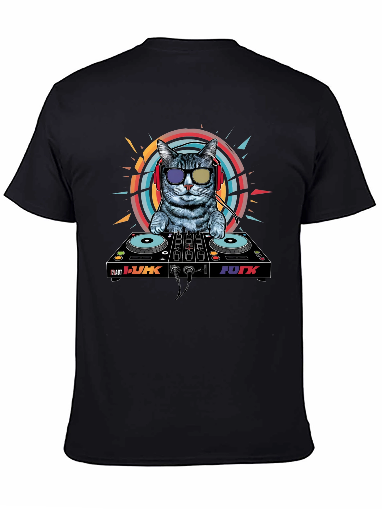DJ Cat Graphic Tee - Cool Musician Cat T-Shirt