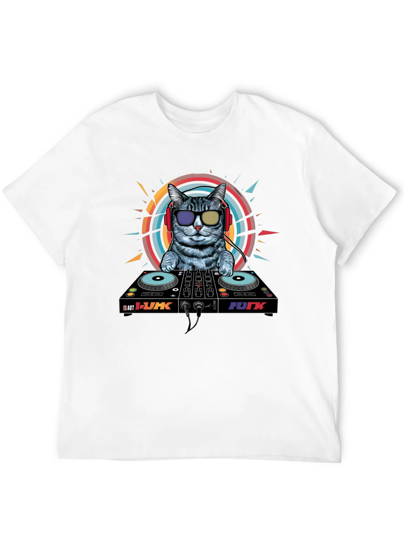 DJ Cat Graphic Tee - Cool Musician Cat T-Shirt