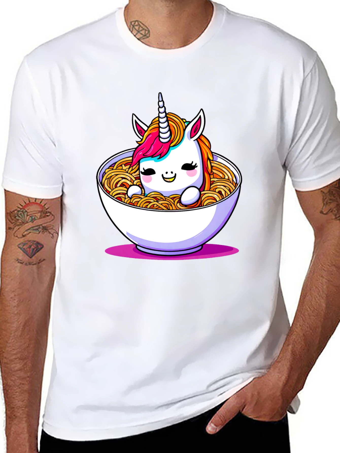 Unicorn Ramen Bowl Black T-Shirt