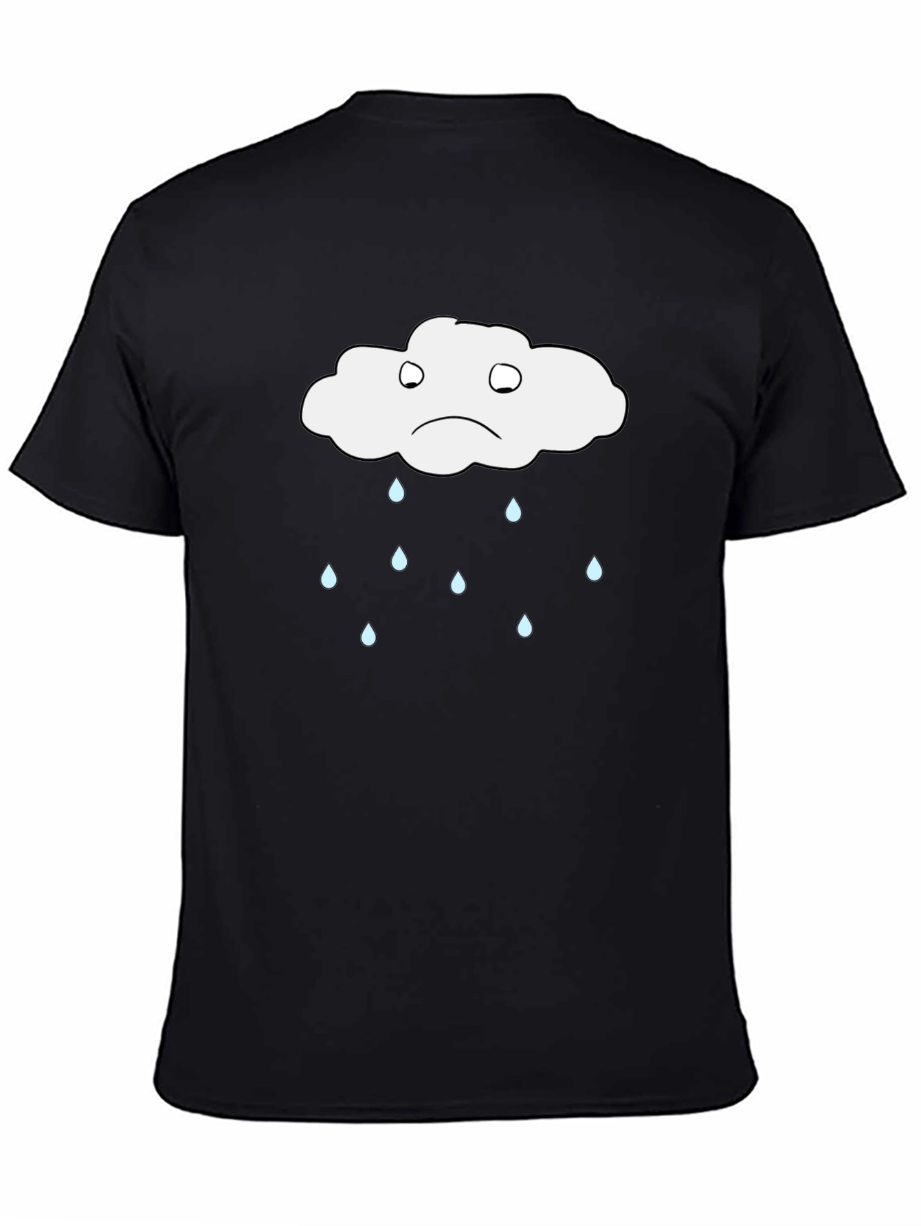 Sad Cloud Graphic T-Shirt - Black Cotton Tee