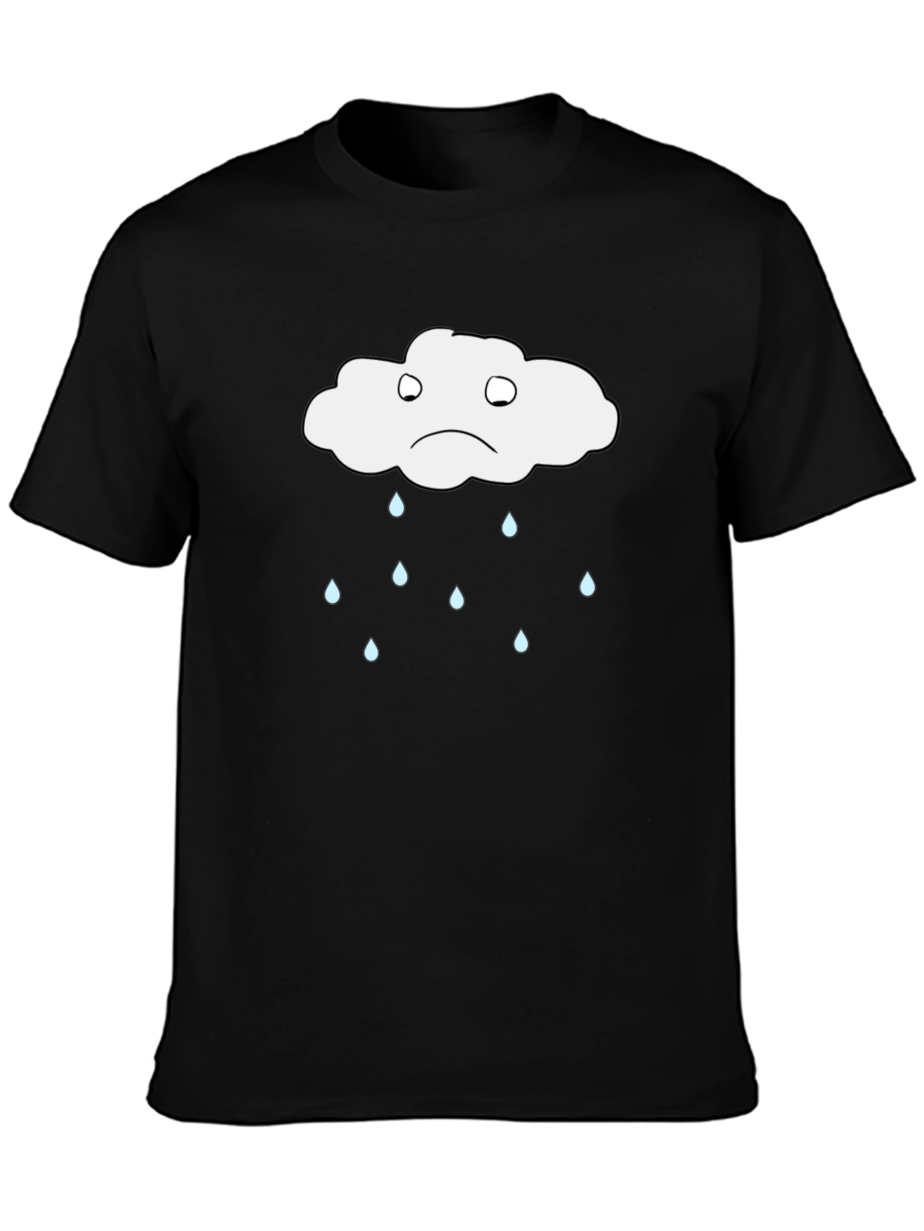 Sad Cloud Graphic T-Shirt - Black Cotton Tee