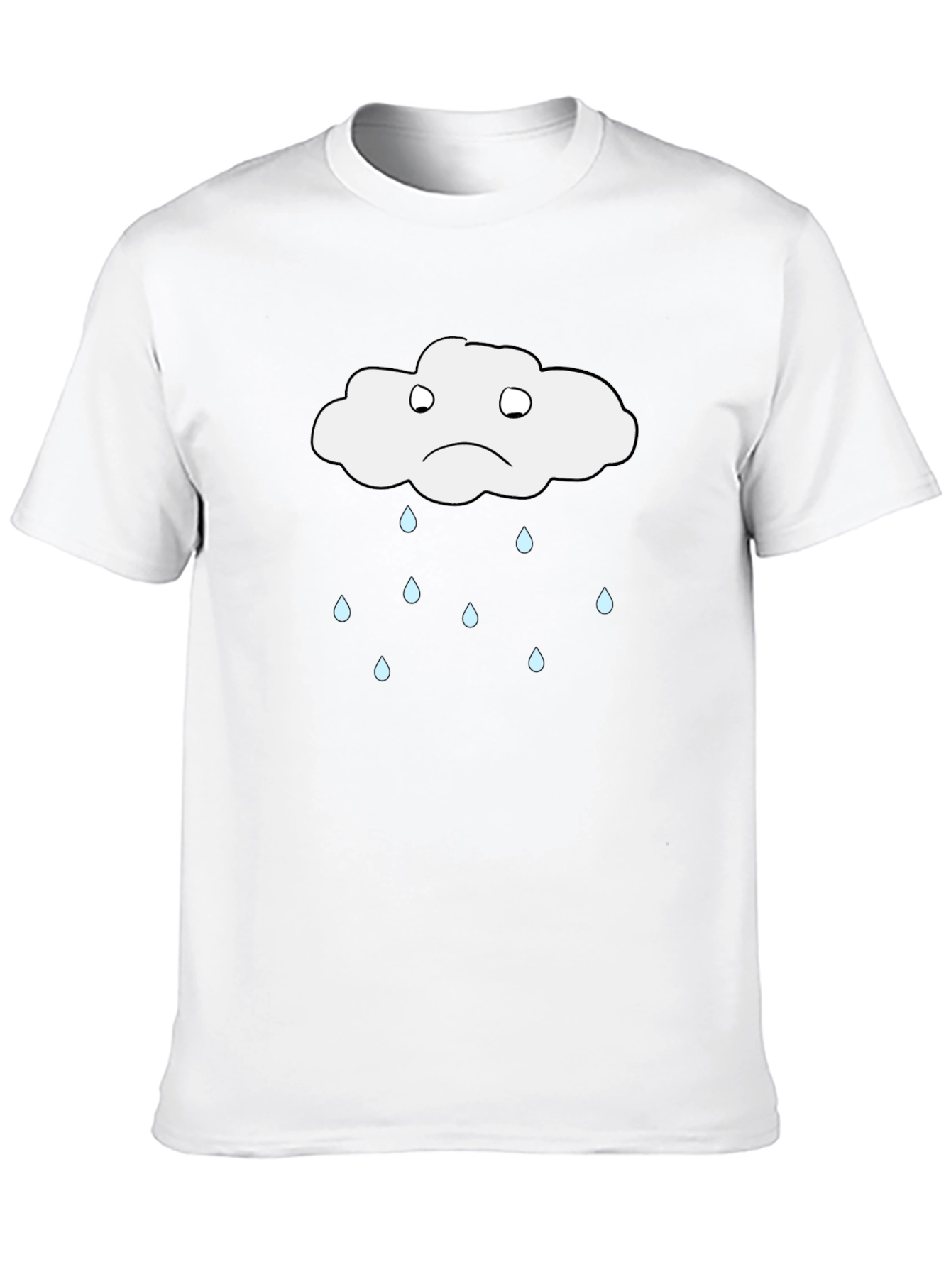 Sad Cloud Graphic T-Shirt - Black Cotton Tee