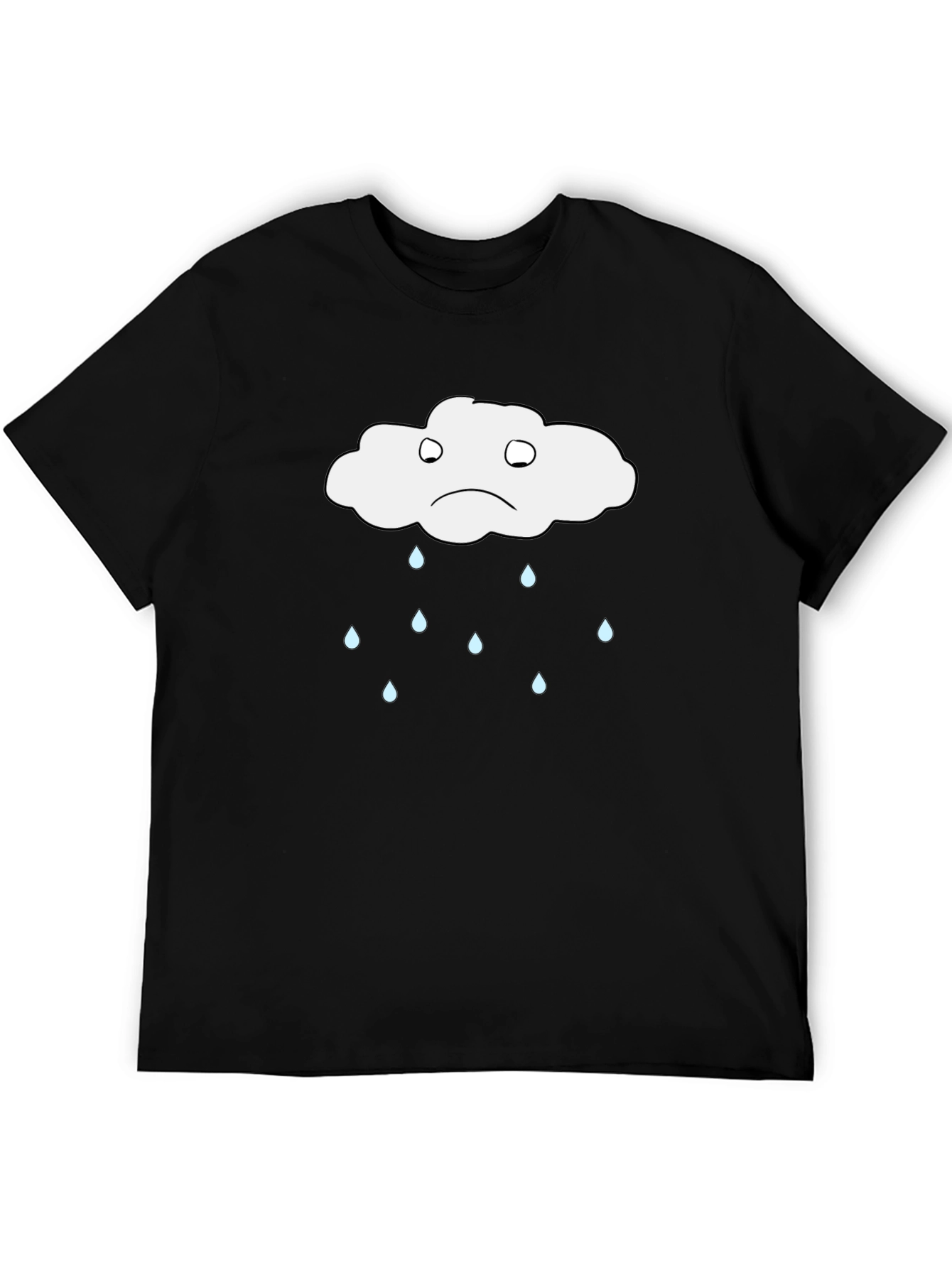 Sad Cloud Graphic T-Shirt - Black Cotton Tee
