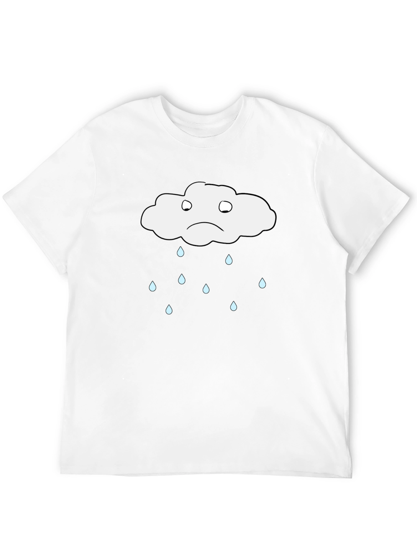 Sad Cloud Graphic T-Shirt - Black Cotton Tee