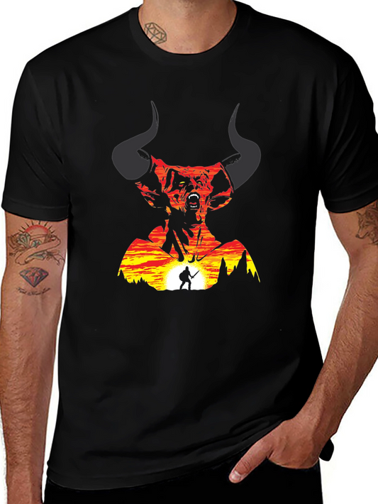 Epic Demon Warrior Graphic Tee - Black