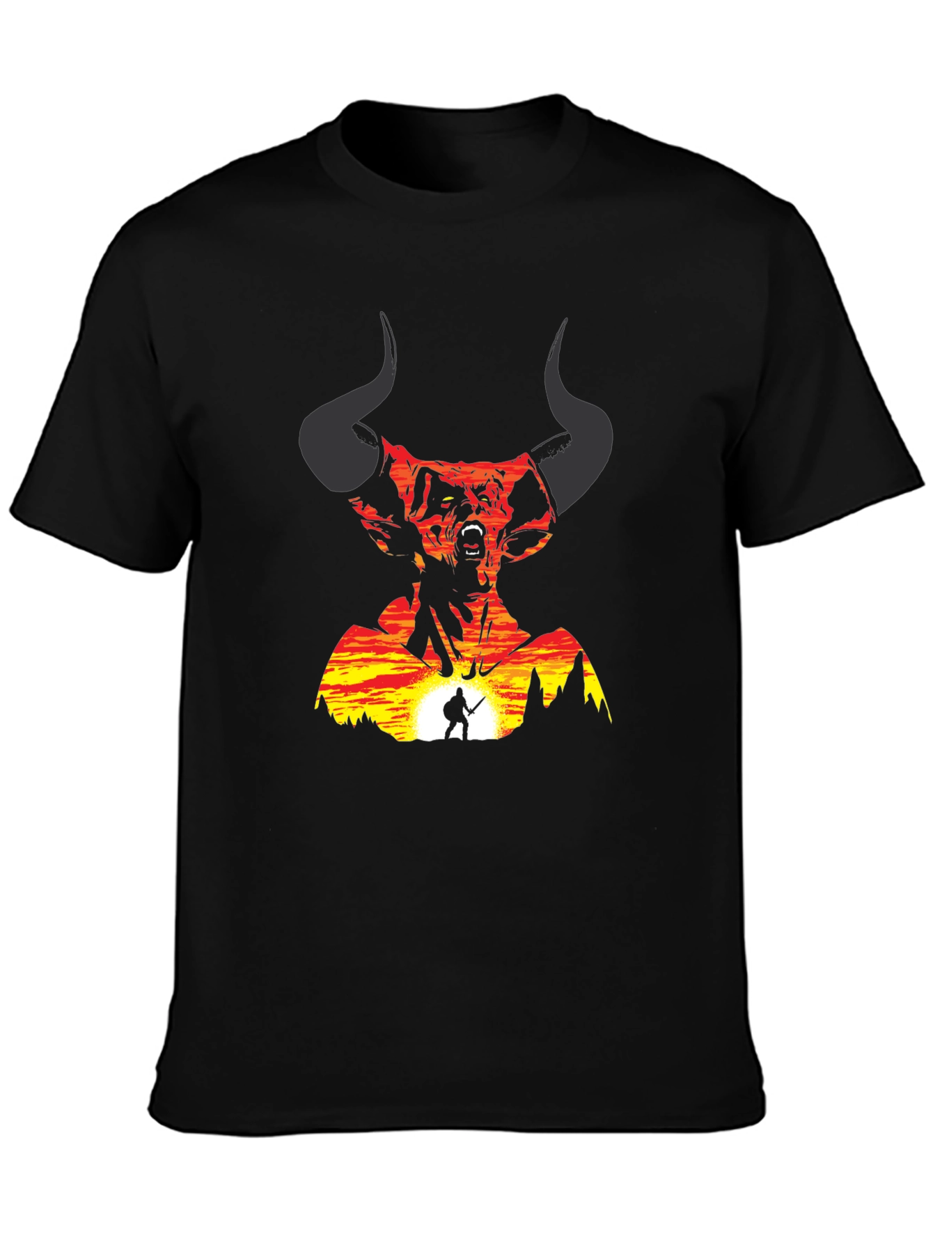 Epic Demon Warrior Graphic Tee - Black
