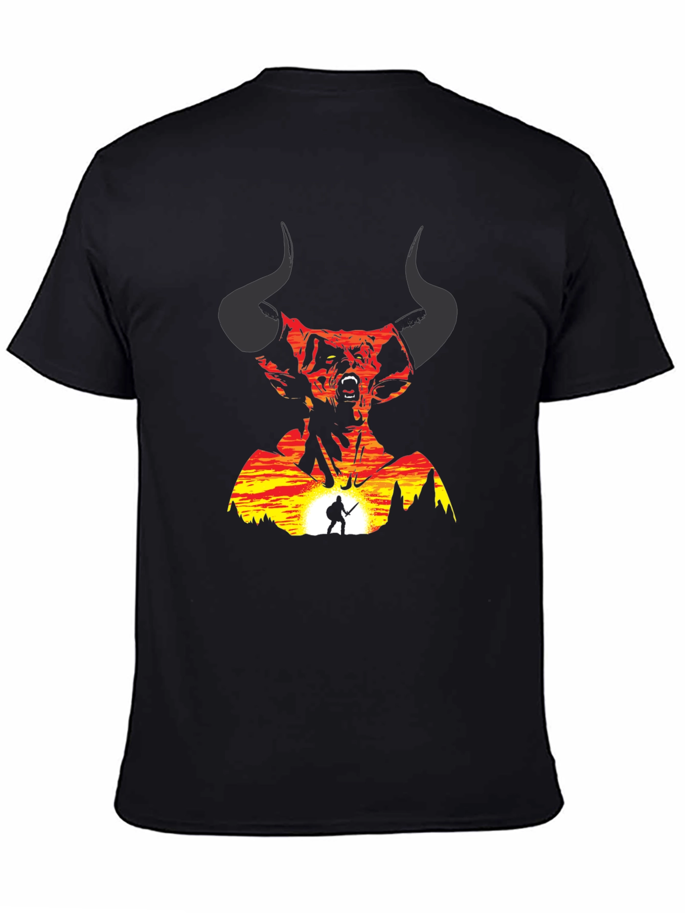 Epic Demon Warrior Graphic Tee - Black