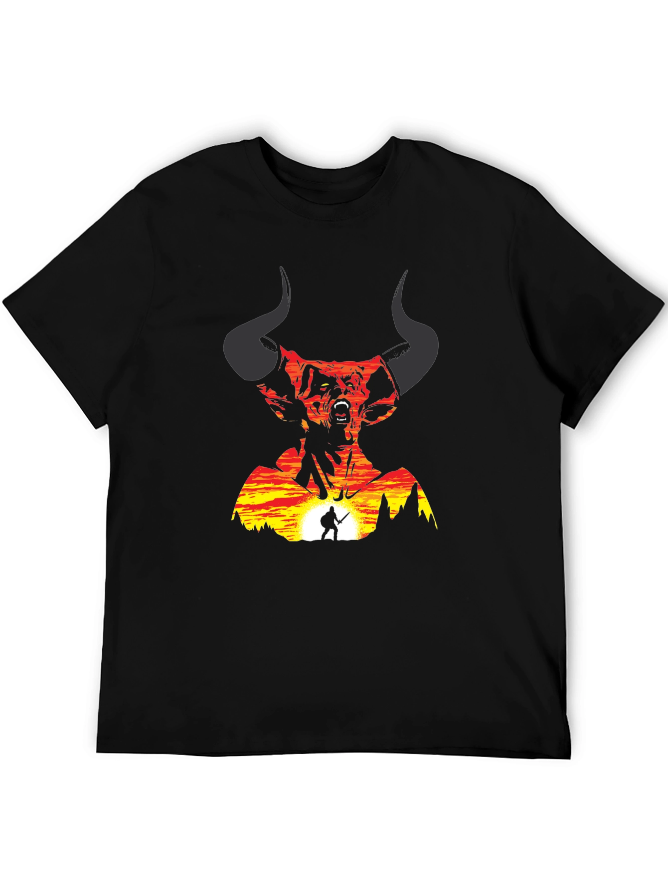 Epic Demon Warrior Graphic Tee - Black